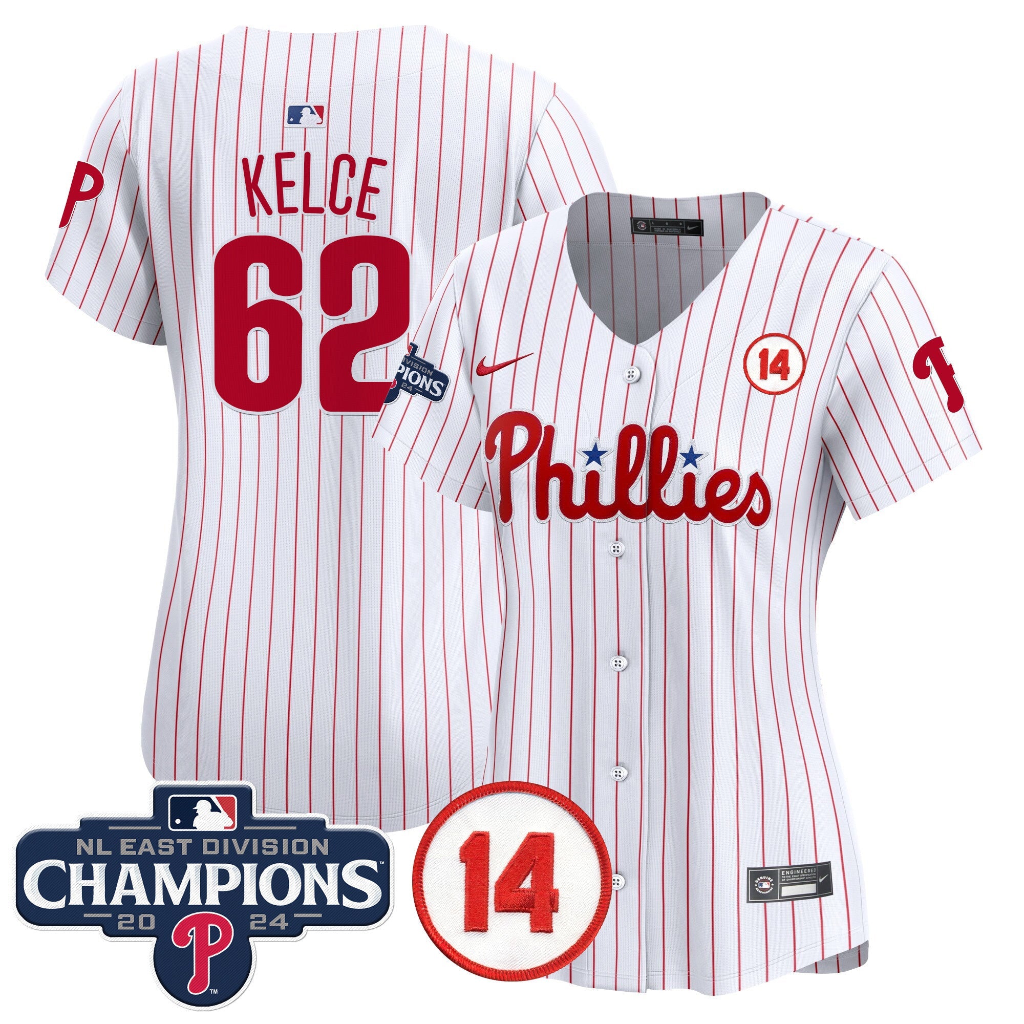 Women’s 2024 NL East Division Champions & Pete Rose Patch Gold Vapor Premier Limited Jersey