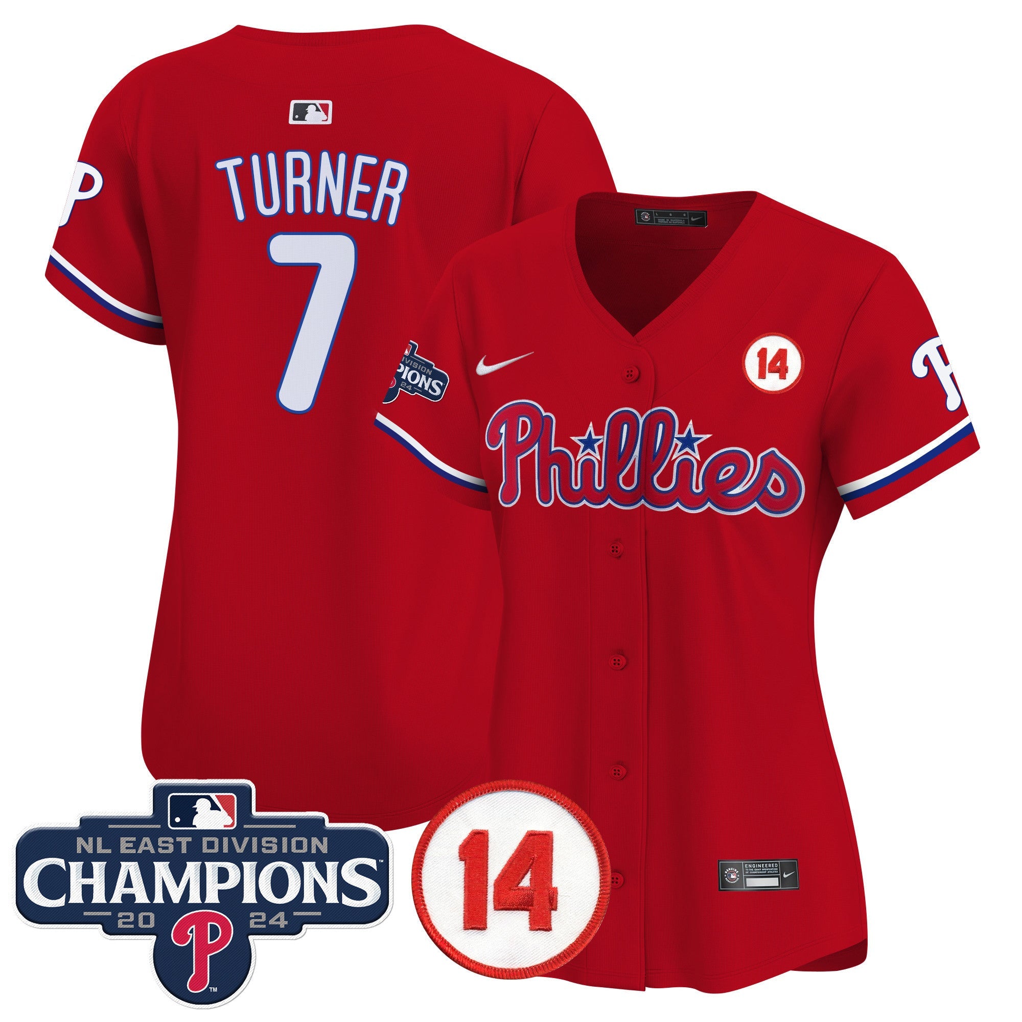 Women’s 2024 NL East Division Champions & Pete Rose Patch Gold Vapor Premier Limited Jersey