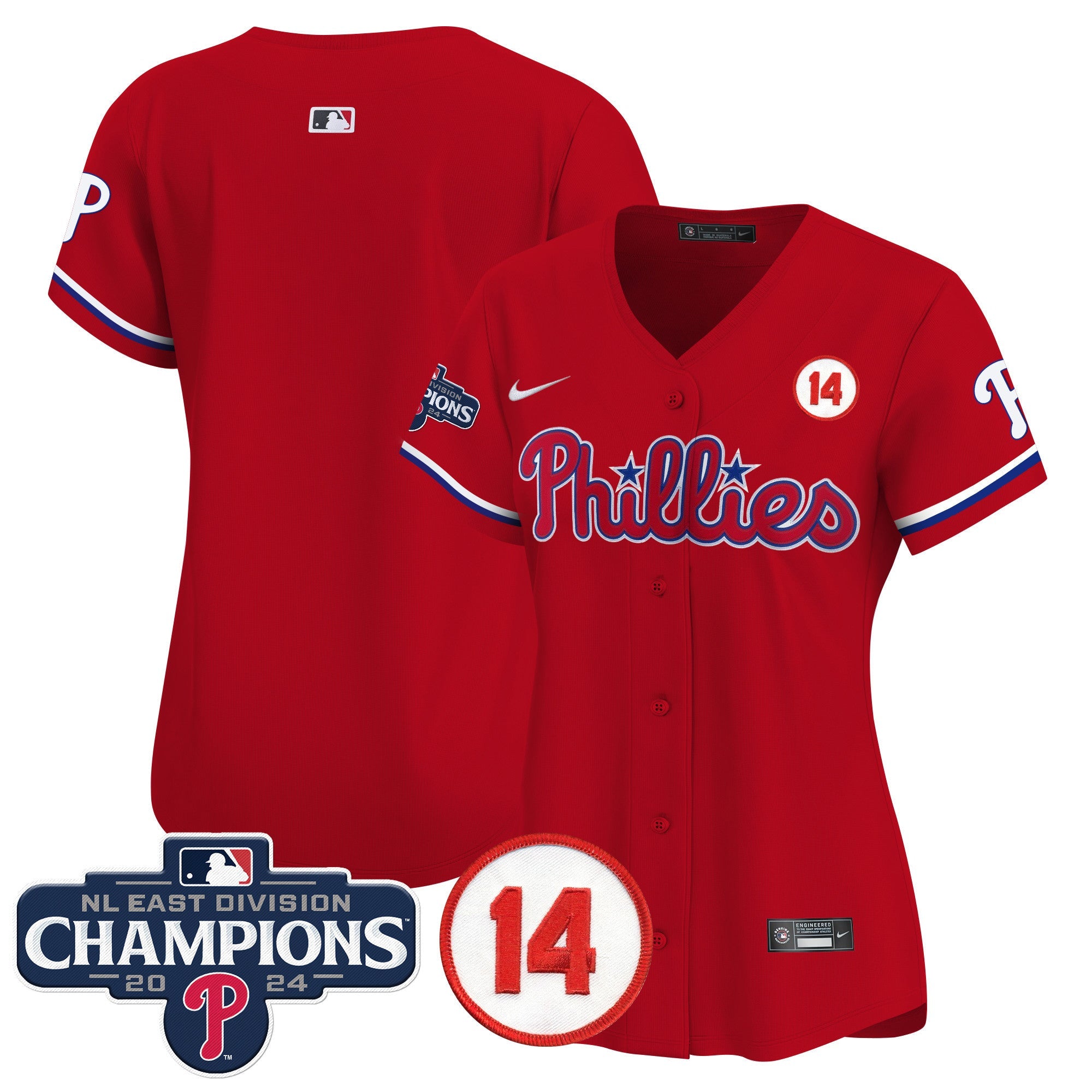 Women’s 2024 NL East Division Champions & Pete Rose Patch Gold Vapor Premier Limited Jersey