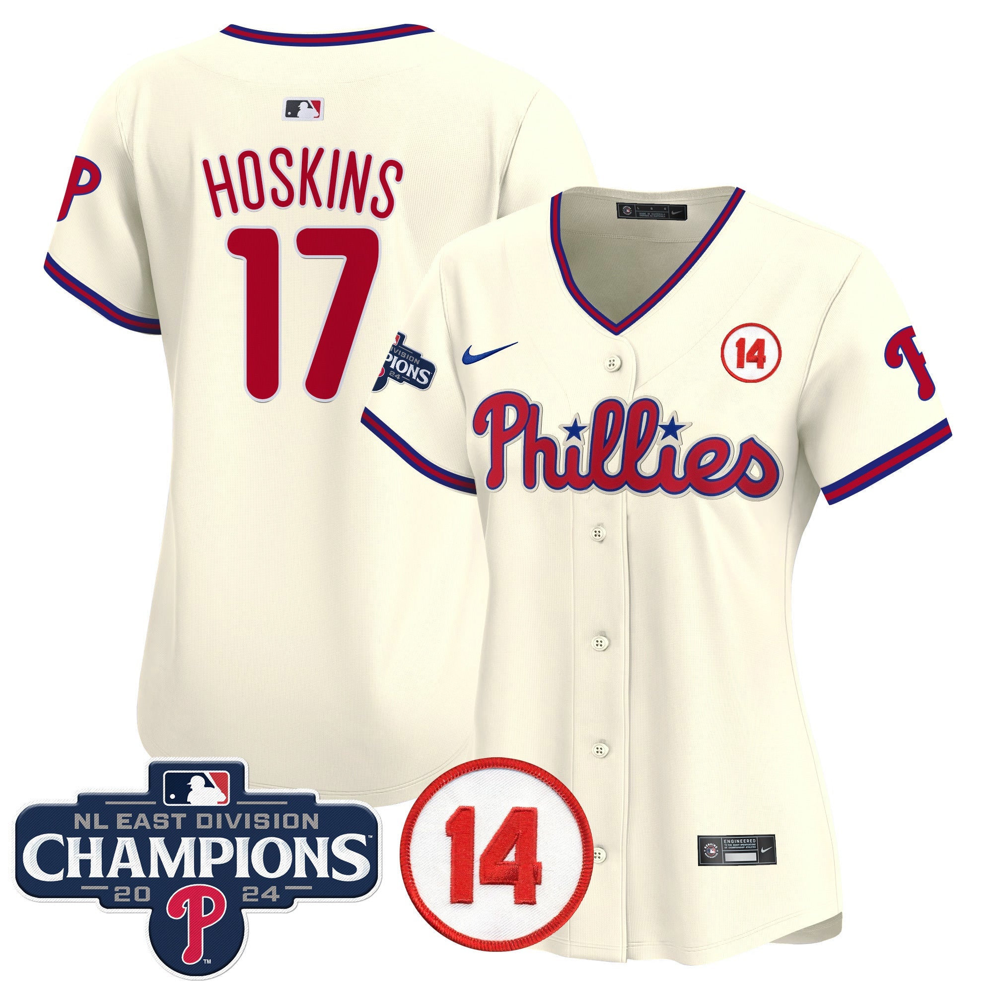 Women’s 2024 NL East Division Champions & Pete Rose Patch Gold Vapor Premier Limited Jersey