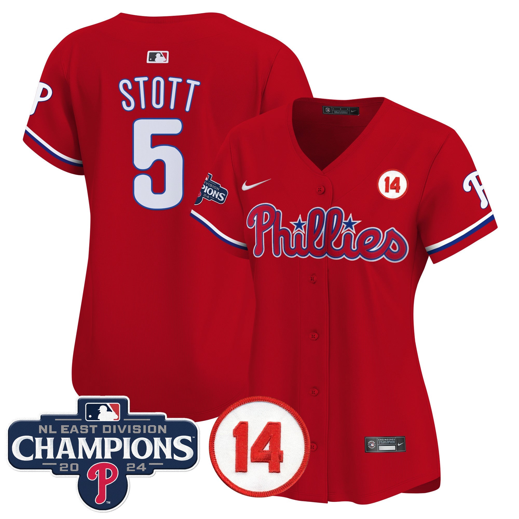 Women’s 2024 NL East Division Champions & Pete Rose Patch Gold Vapor Premier Limited Jersey