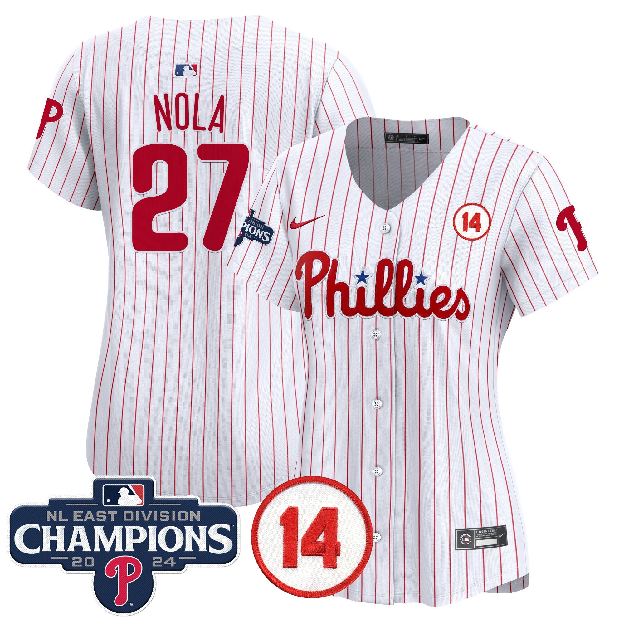 Women’s 2024 NL East Division Champions & Pete Rose Patch Gold Vapor Premier Limited Jersey