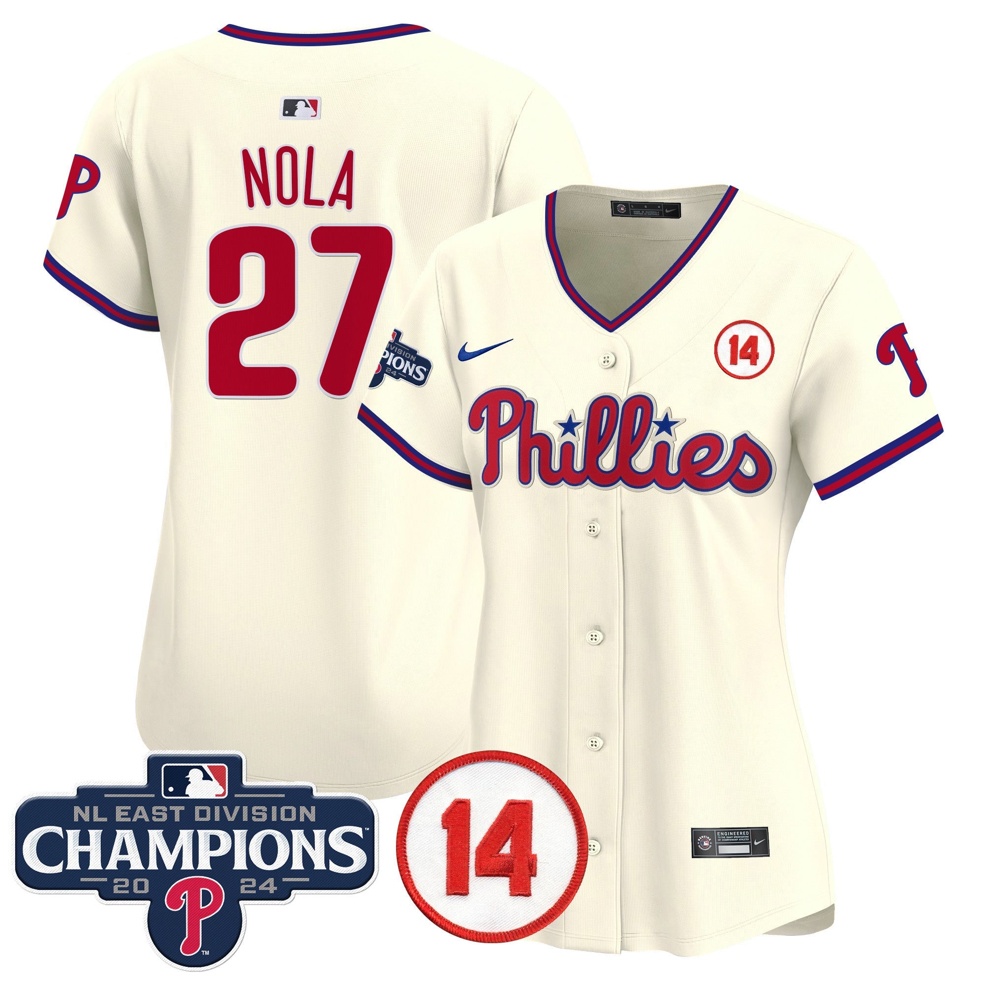 Women’s 2024 NL East Division Champions & Pete Rose Patch Gold Vapor Premier Limited Jersey