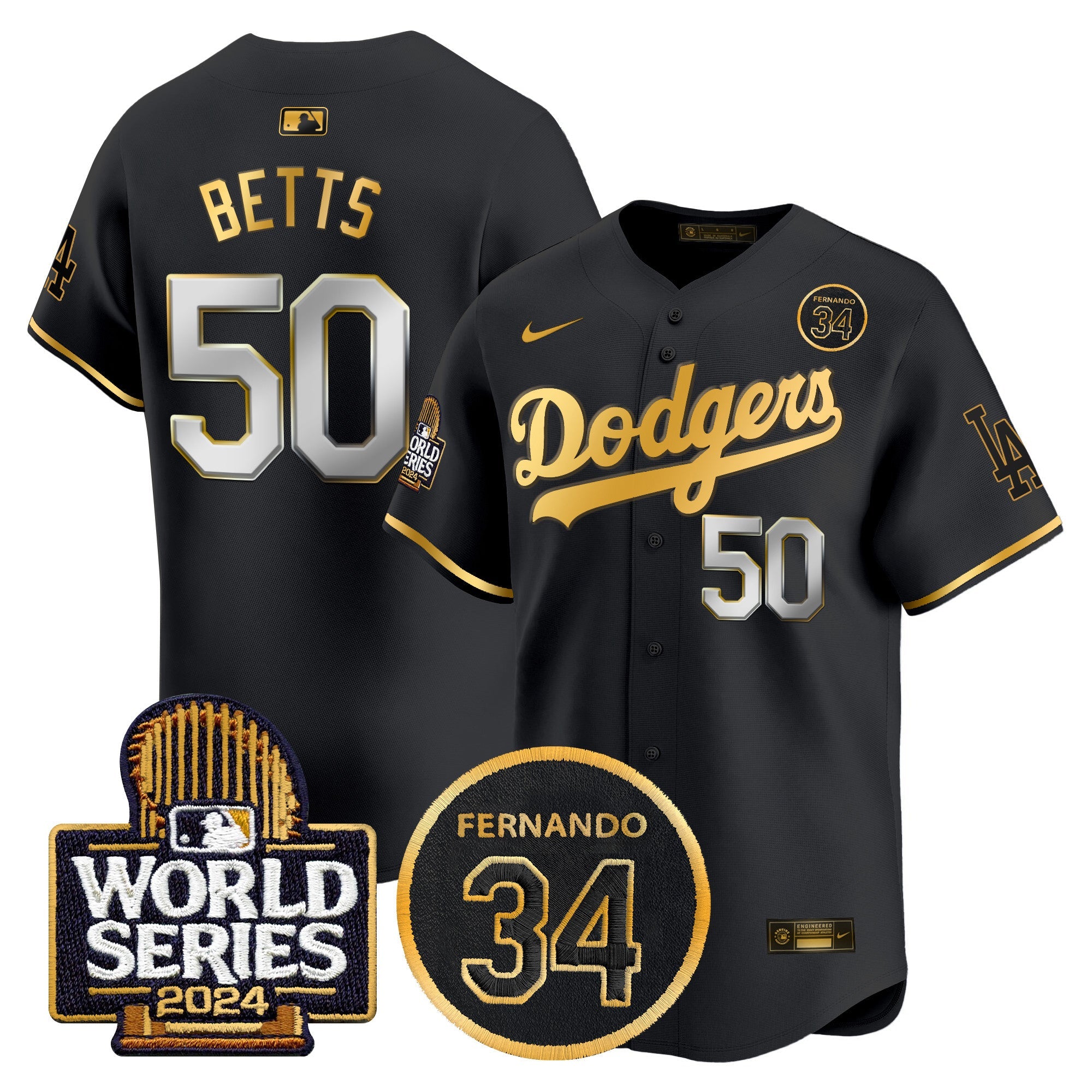 Men’s Fernando Valenzuela Memorial & 2024 World Series Patch Vapor Premier Limited Jersey