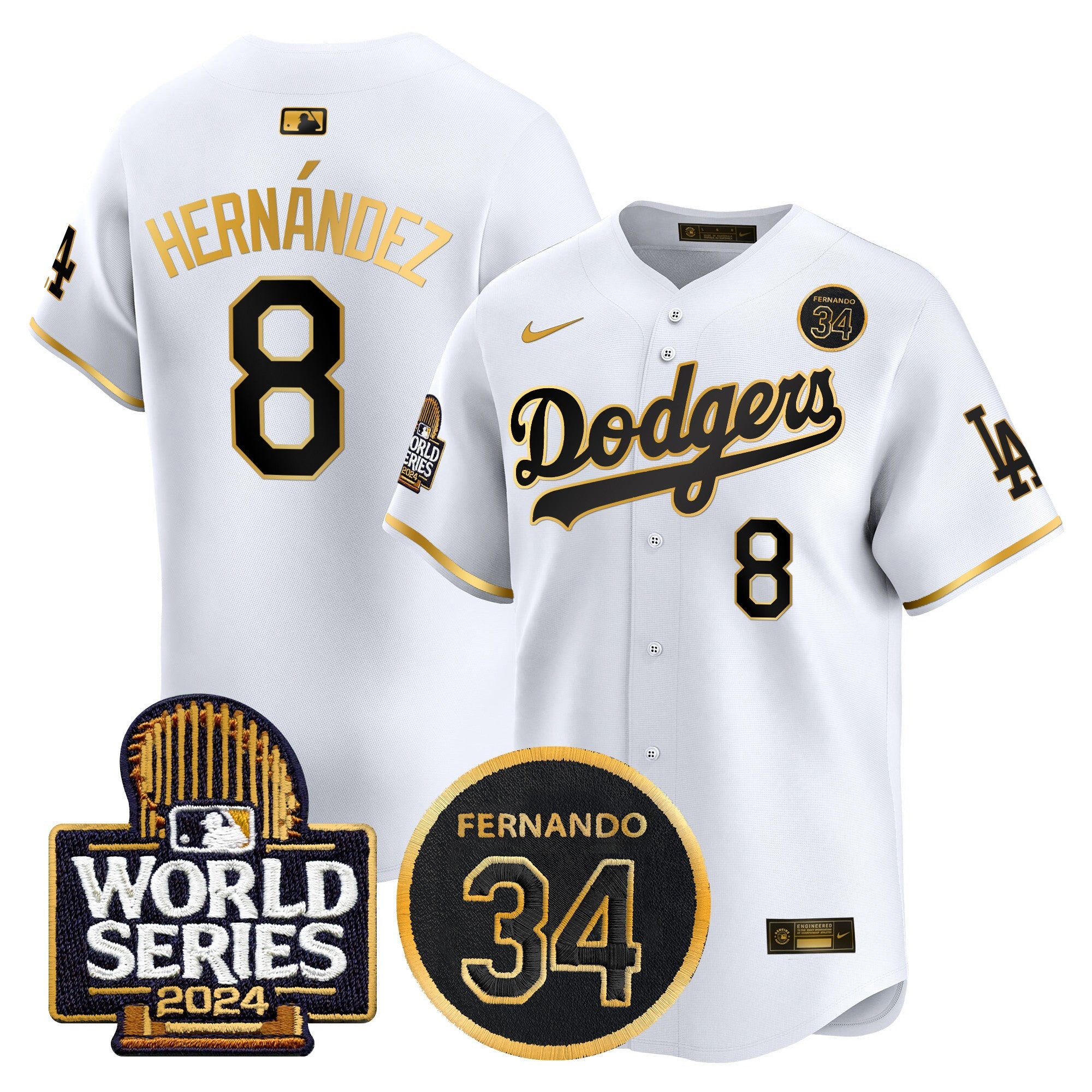 Men’s Fernando Valenzuela Memorial & 2024 World Series Patch Vapor Premier Limited Jersey