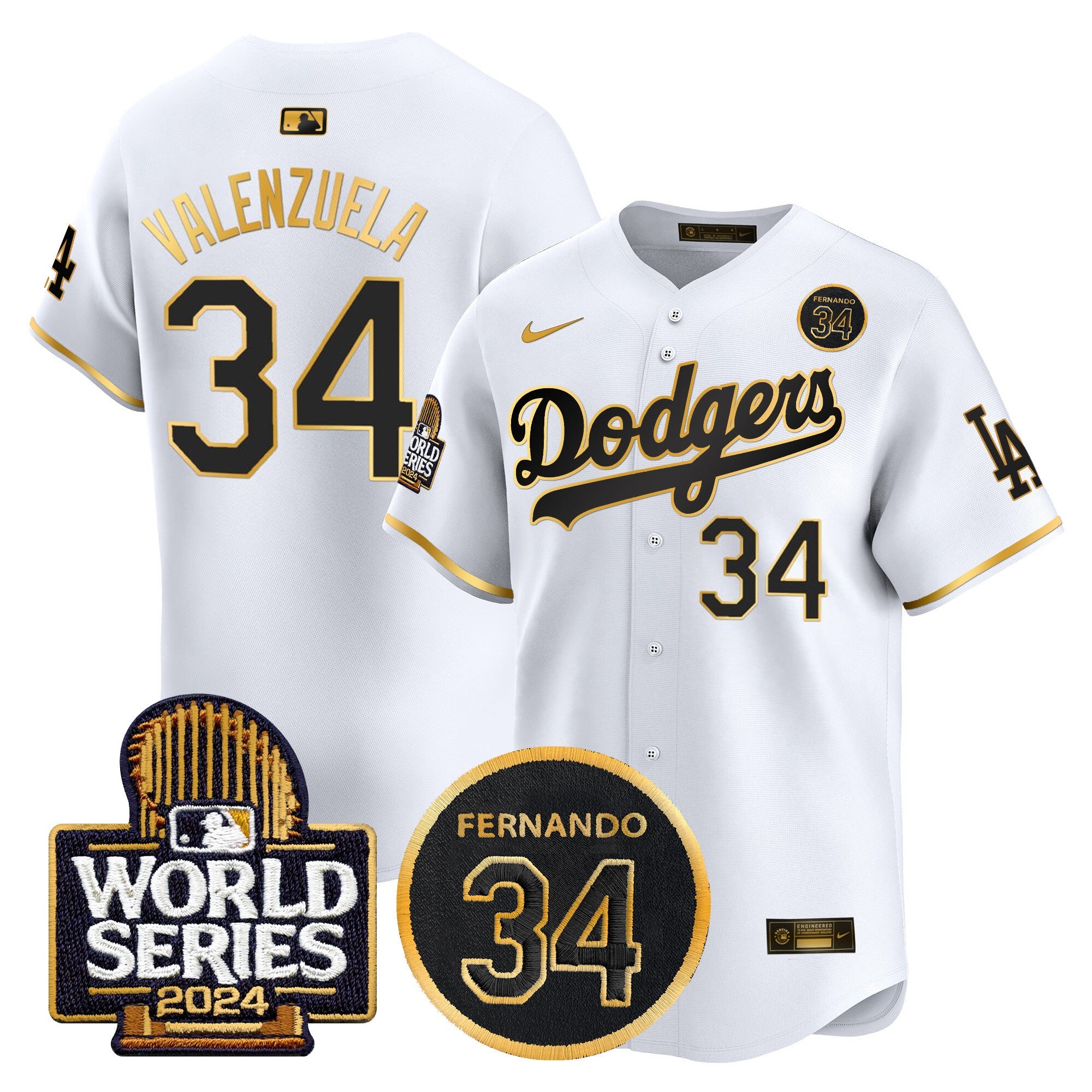 Men’s Fernando Valenzuela Memorial & 2024 World Series Patch Vapor Premier Limited Jersey
