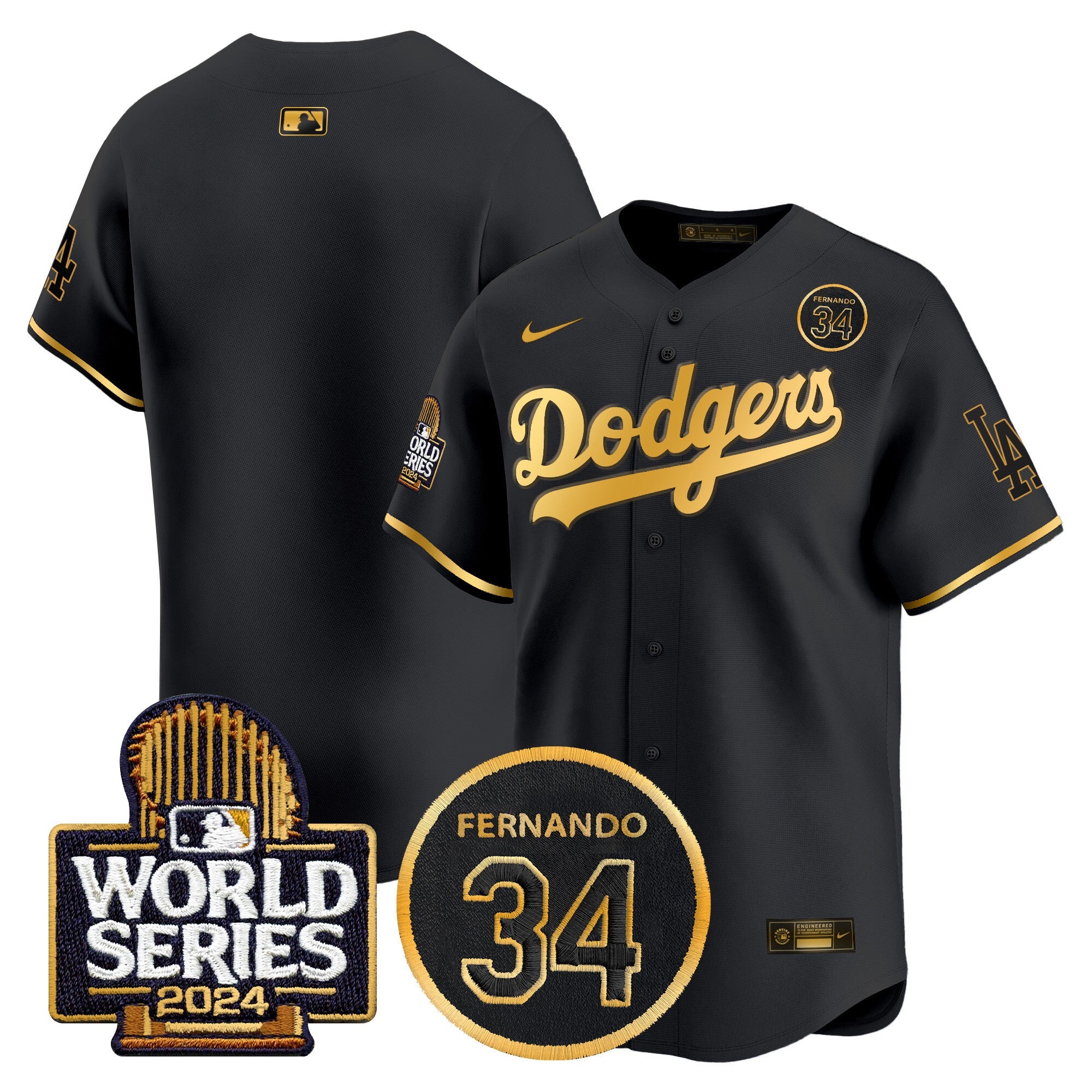 Men’s Fernando Valenzuela Memorial & 2024 World Series Patch Vapor Premier Limited Jersey