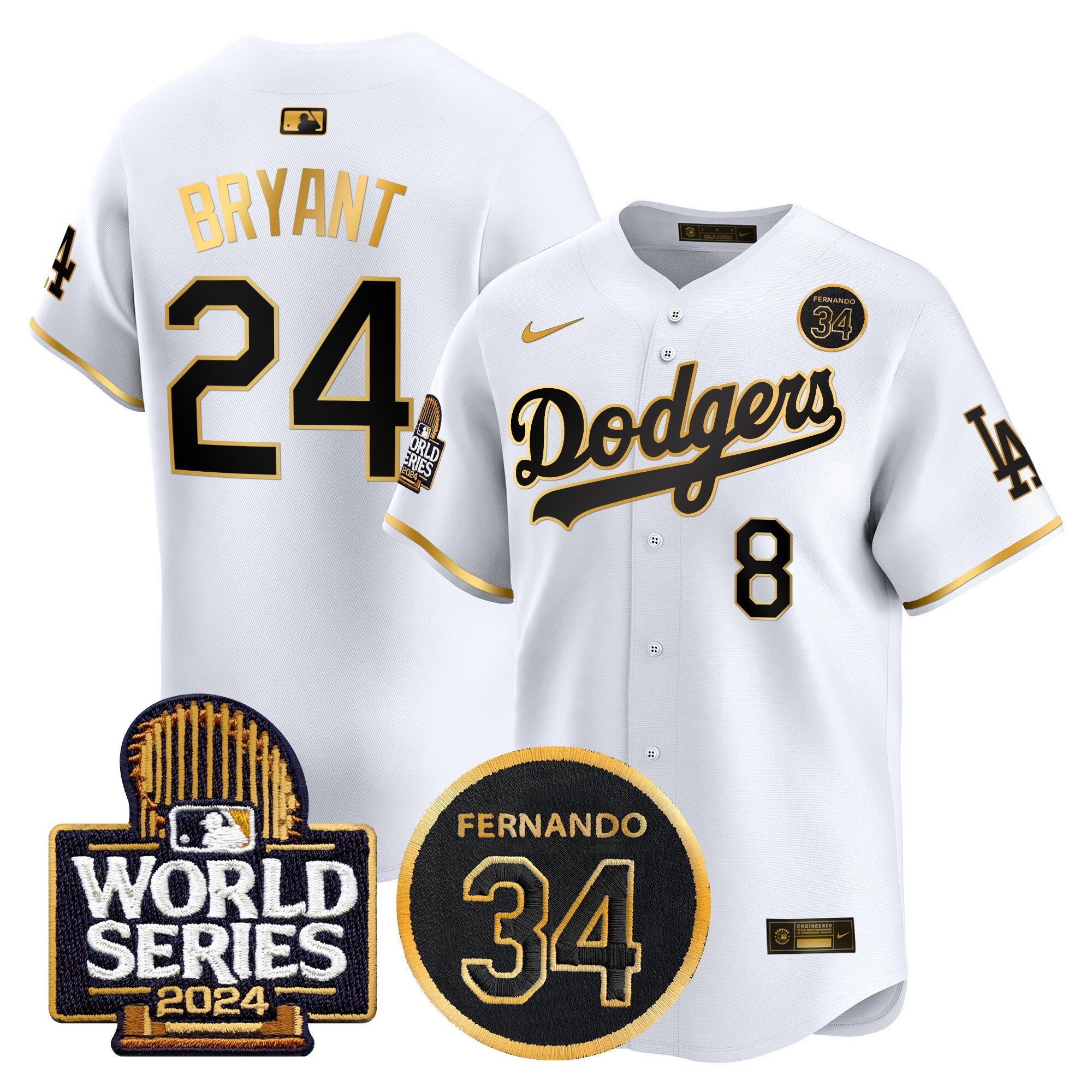 Men’s Fernando Valenzuela Memorial & 2024 World Series Patch Vapor Premier Limited Jersey