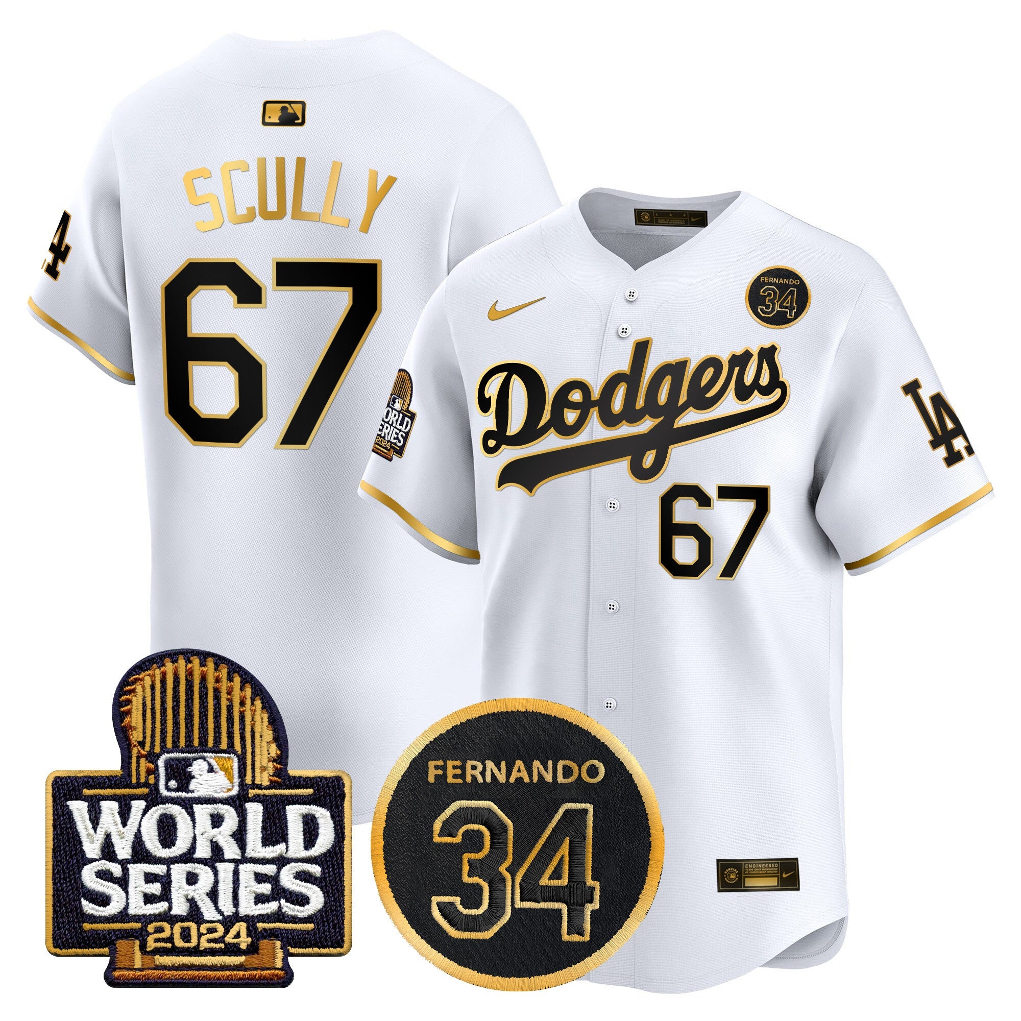 Men’s Fernando Valenzuela Memorial & 2024 World Series Patch Vapor Premier Limited Jersey