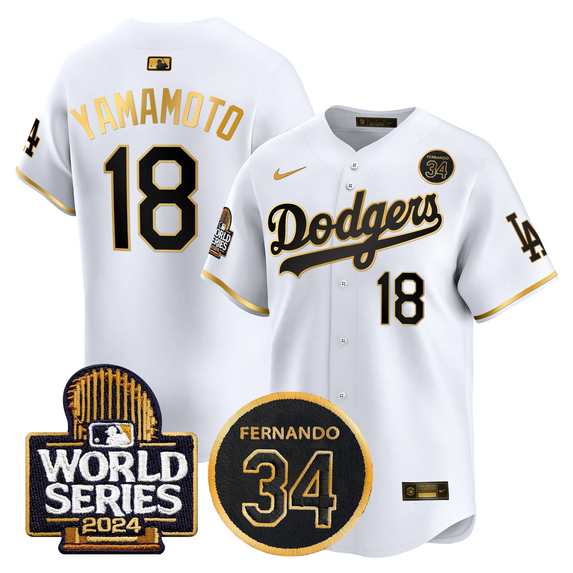 Men’s Fernando Valenzuela Memorial & 2024 World Series Patch Vapor Premier Limited Jersey