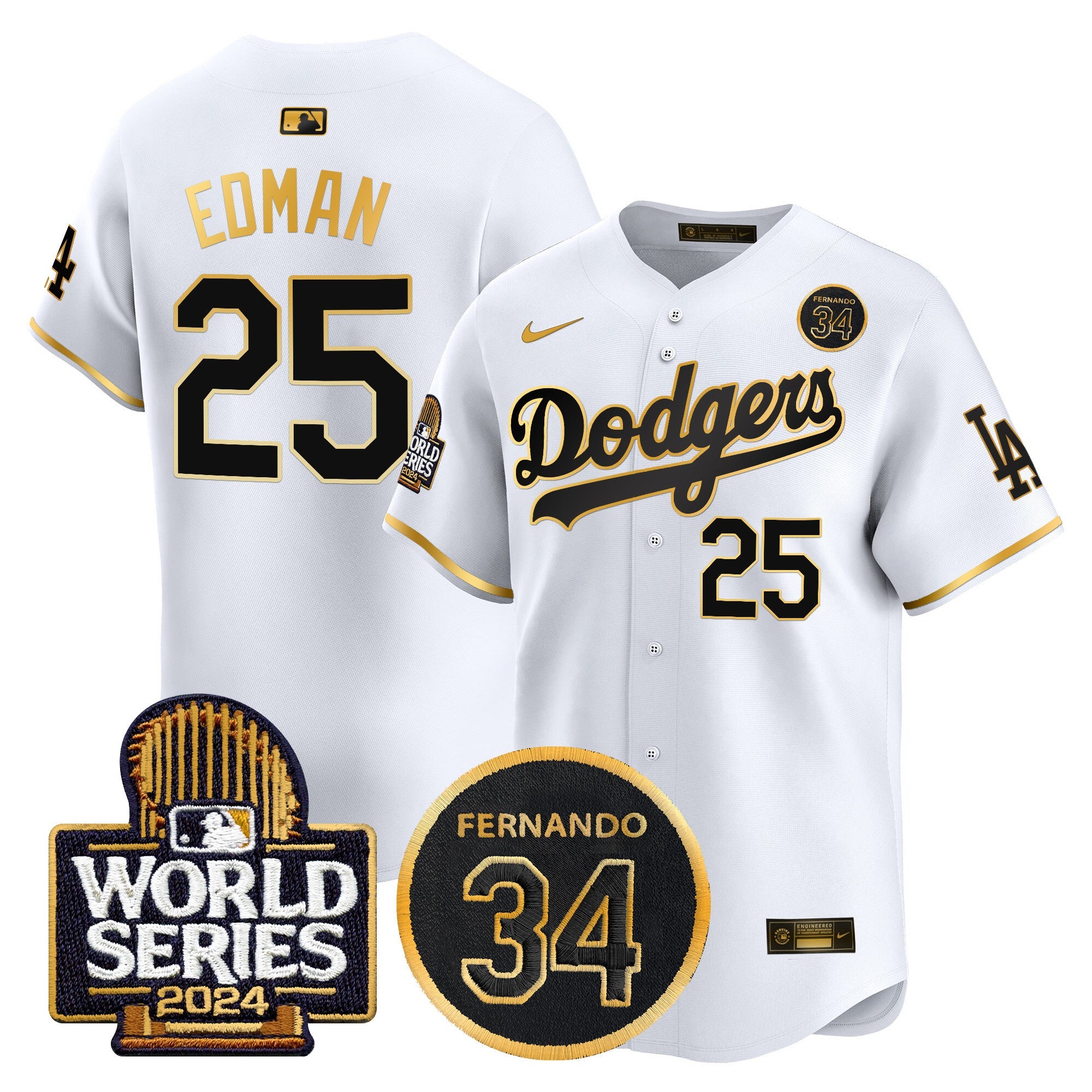 Men’s Fernando Valenzuela Memorial & 2024 World Series Patch Vapor Premier Limited Jersey