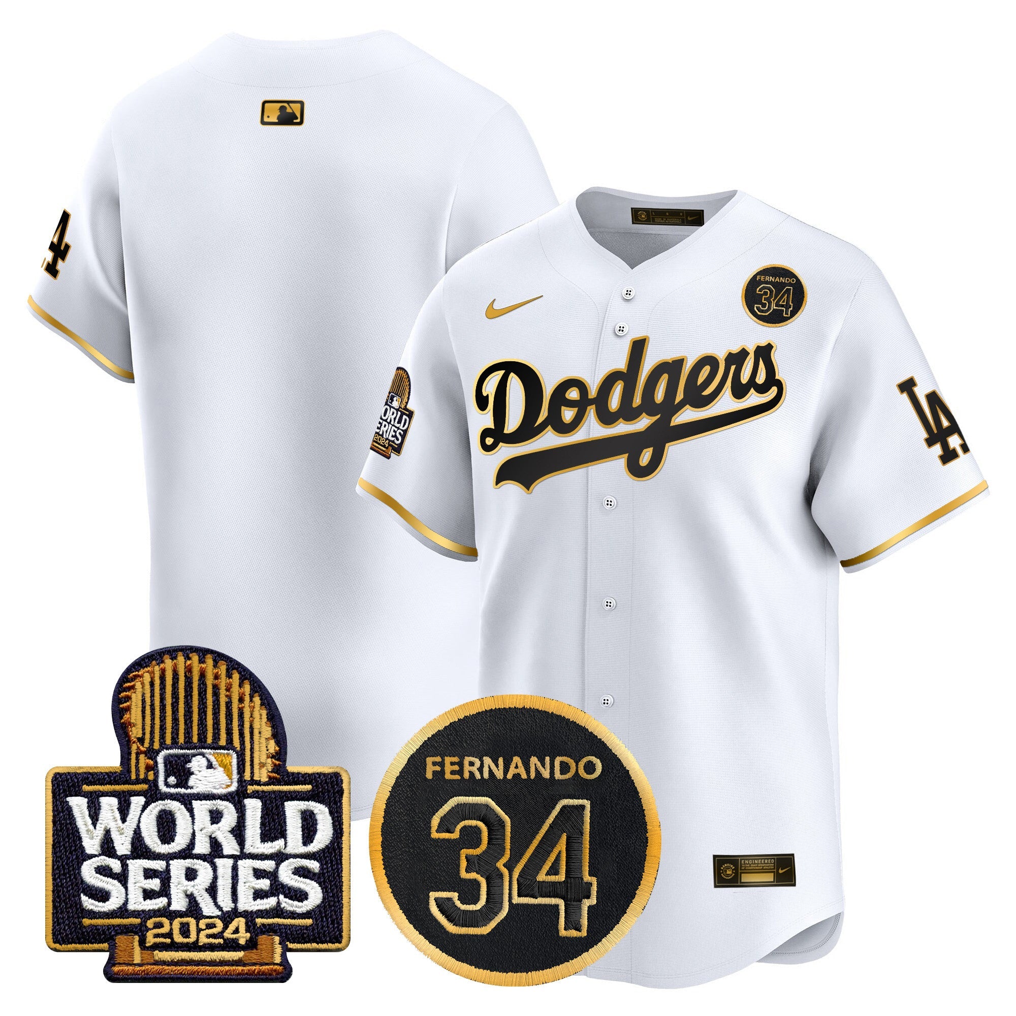 Men’s Fernando Valenzuela Memorial & 2024 World Series Patch Vapor Premier Limited Jersey