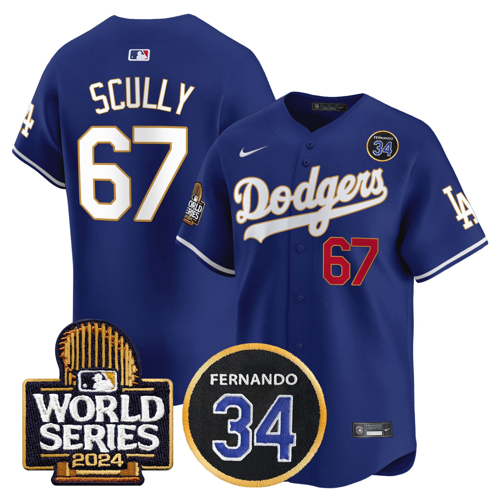 Men’s Fernando Valenzuela Memorial & 2024 World Series Patch Vapor Premier Limited Jersey