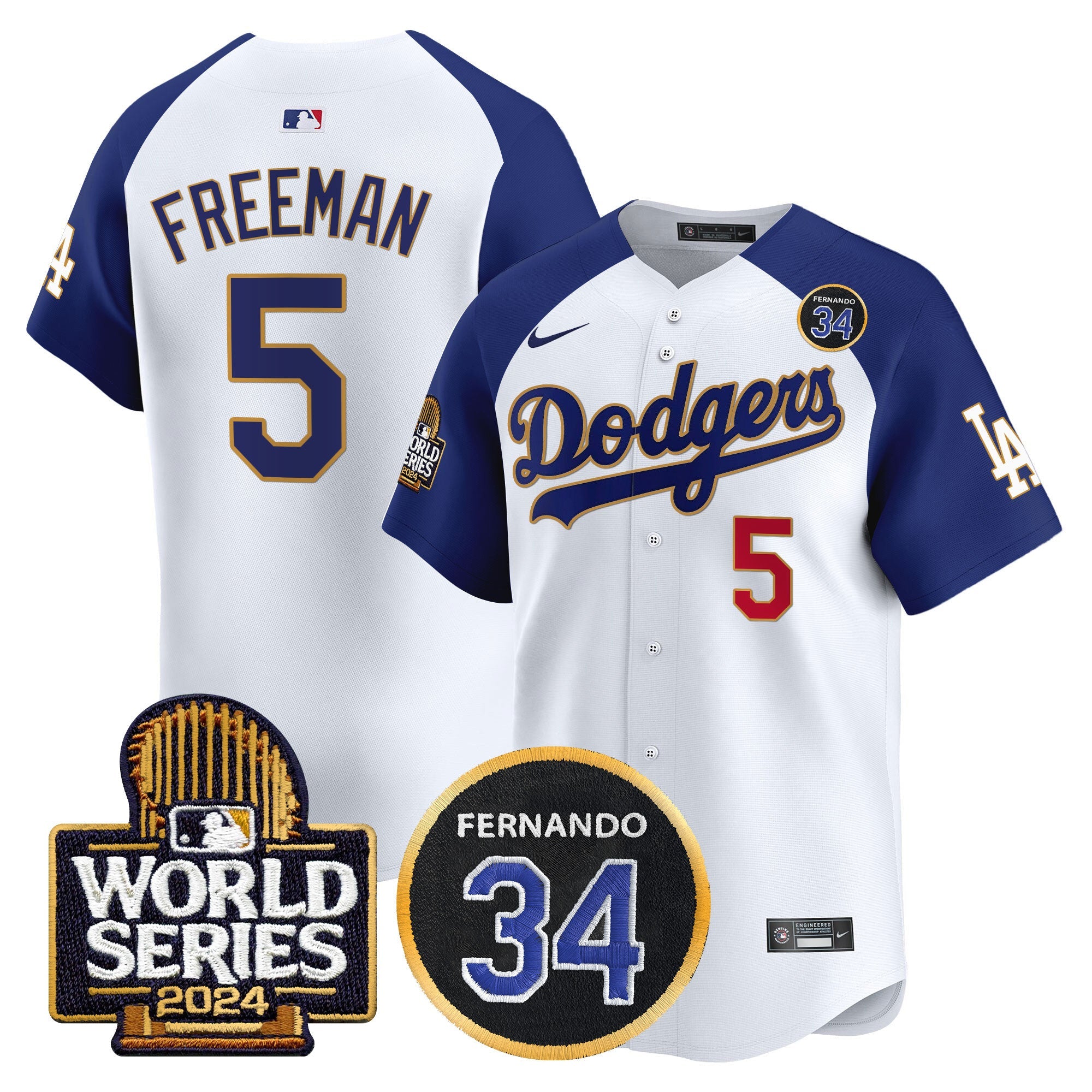 Men’s Fernando Valenzuela Memorial & 2024 World Series Patch Vapor Premier Limited Jersey