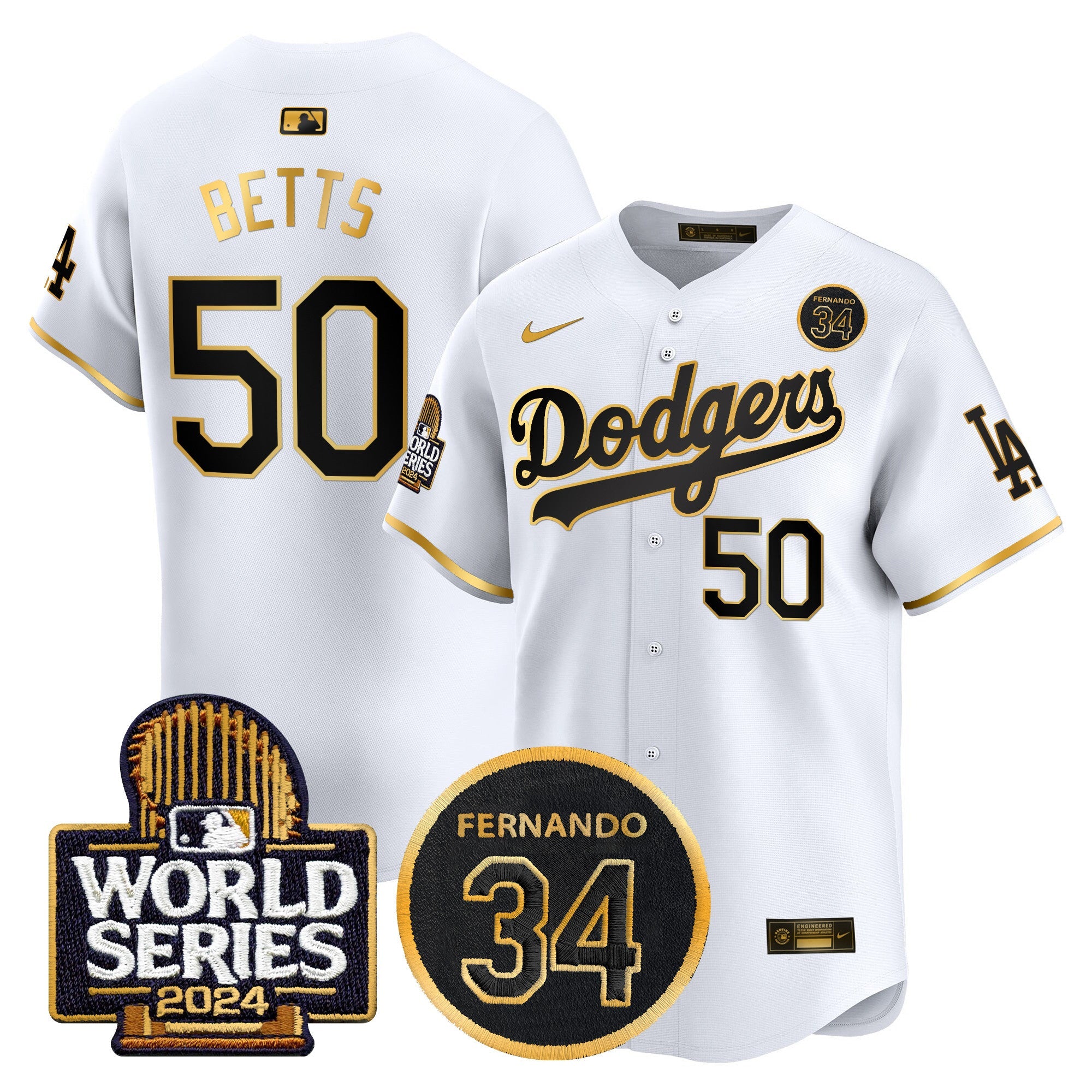 Men’s Fernando Valenzuela Memorial & 2024 World Series Patch Vapor Premier Limited Jersey