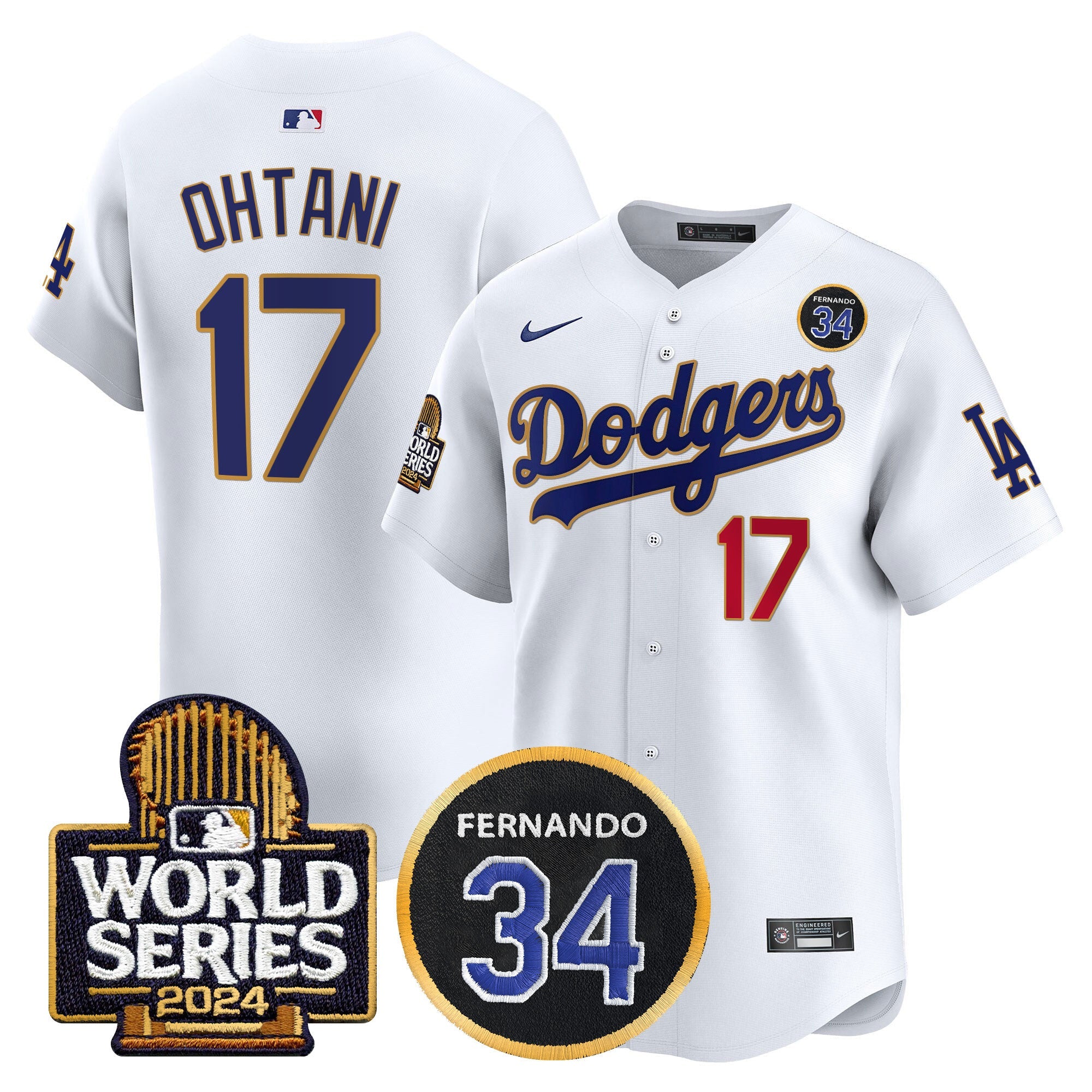 Men’s Fernando Valenzuela Memorial & 2024 World Series Patch Vapor Premier Limited Jersey