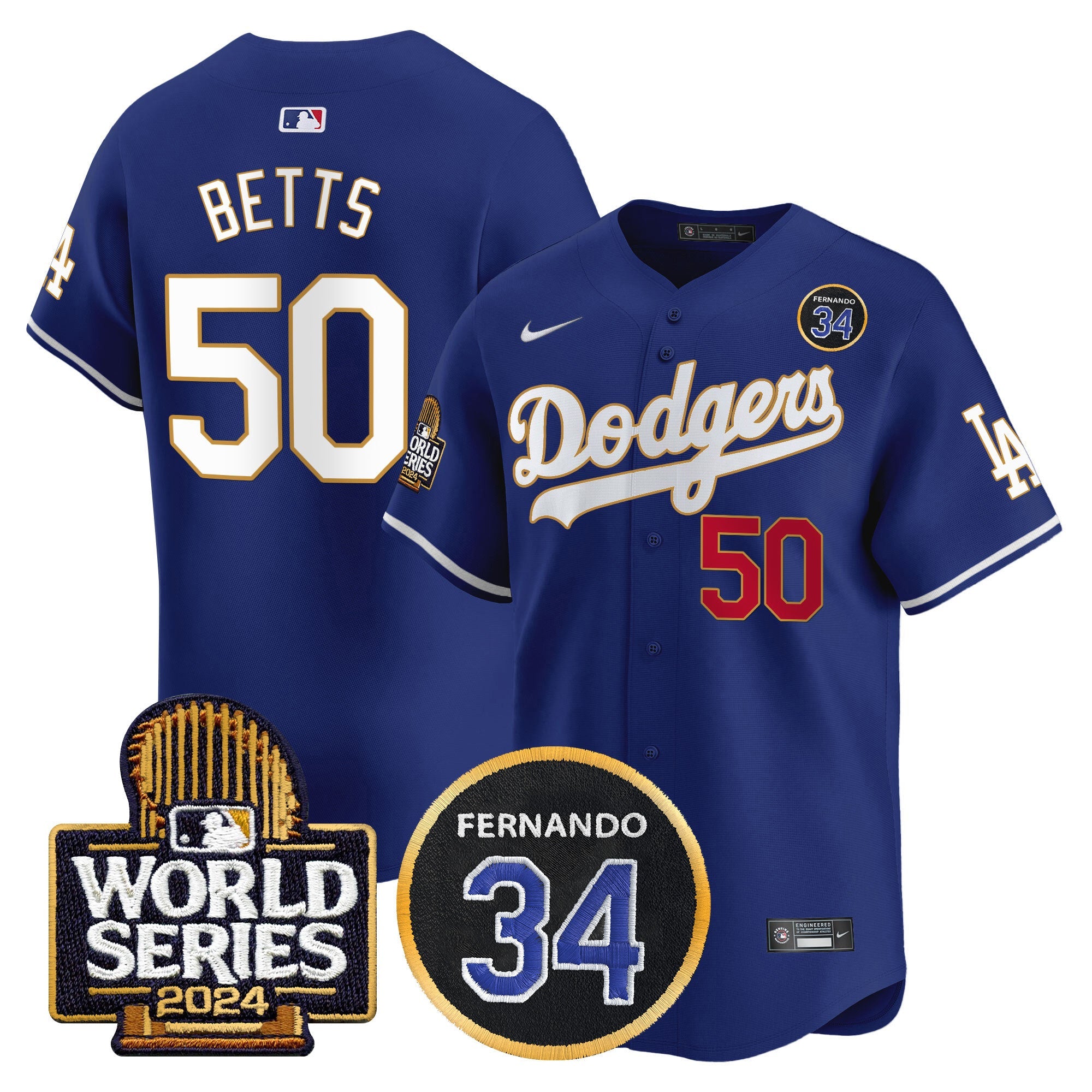 Men’s Fernando Valenzuela Memorial & 2024 World Series Patch Vapor Premier Limited Jersey