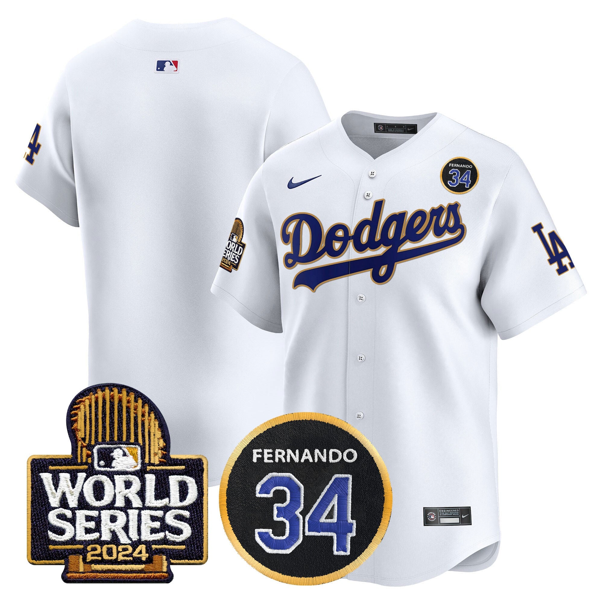 Men’s Fernando Valenzuela Memorial & 2024 World Series Patch Vapor Premier Limited Jersey
