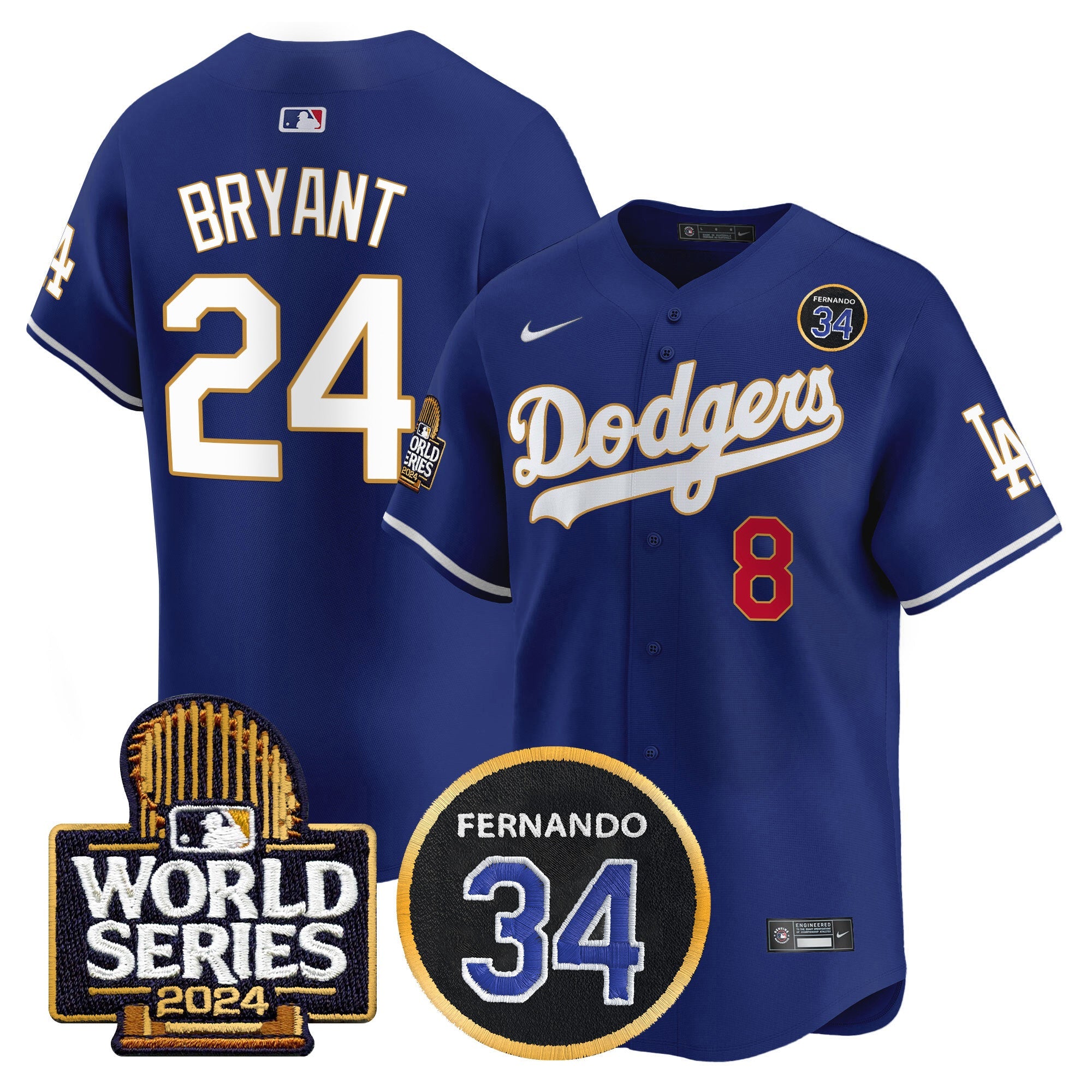 Men’s Fernando Valenzuela Memorial & 2024 World Series Patch Vapor Premier Limited Jersey