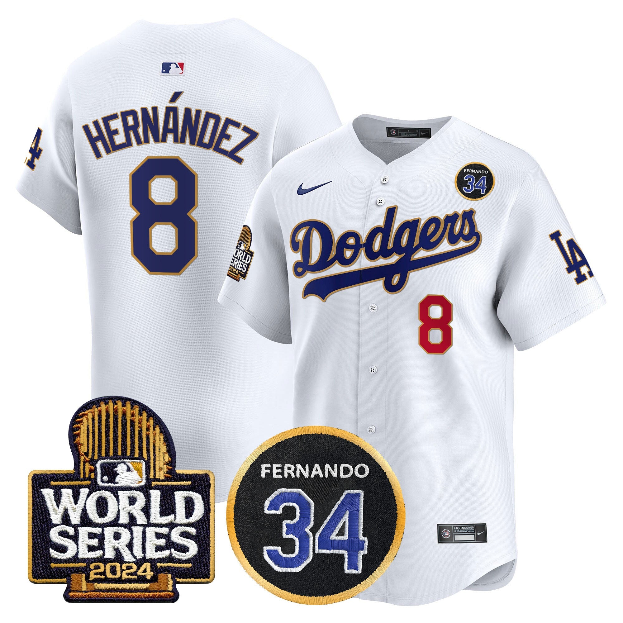 Men’s Fernando Valenzuela Memorial & 2024 World Series Patch Vapor Premier Limited Jersey