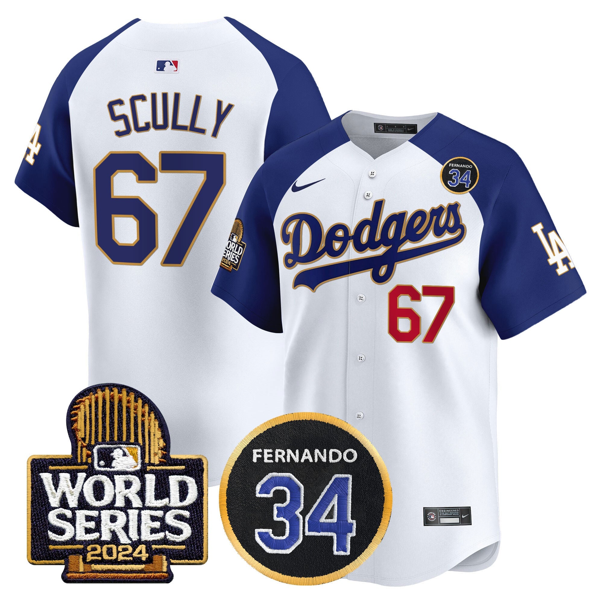 Men’s Fernando Valenzuela Memorial & 2024 World Series Patch Vapor Premier Limited Jersey