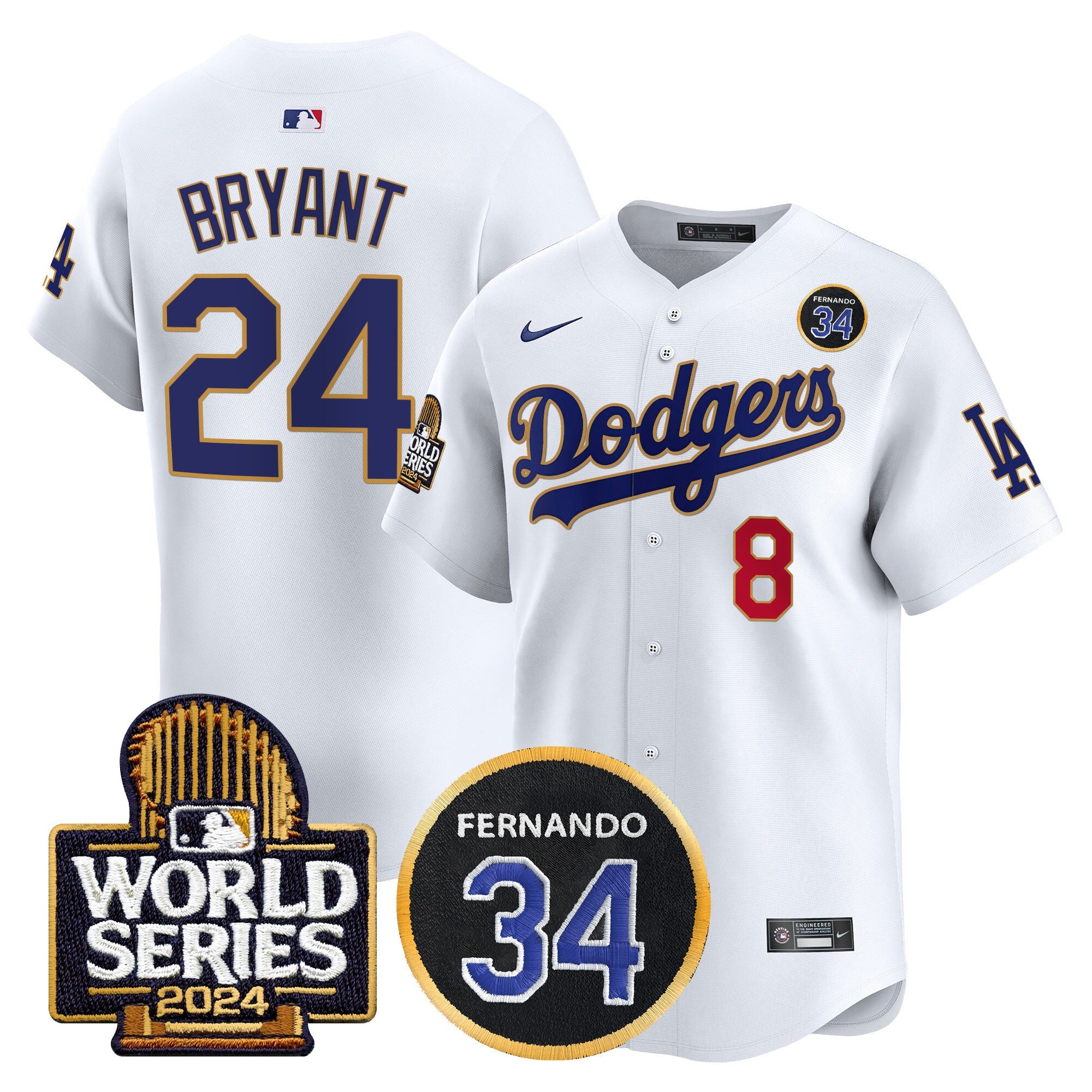 Men’s Fernando Valenzuela Memorial & 2024 World Series Patch Vapor Premier Limited Jersey