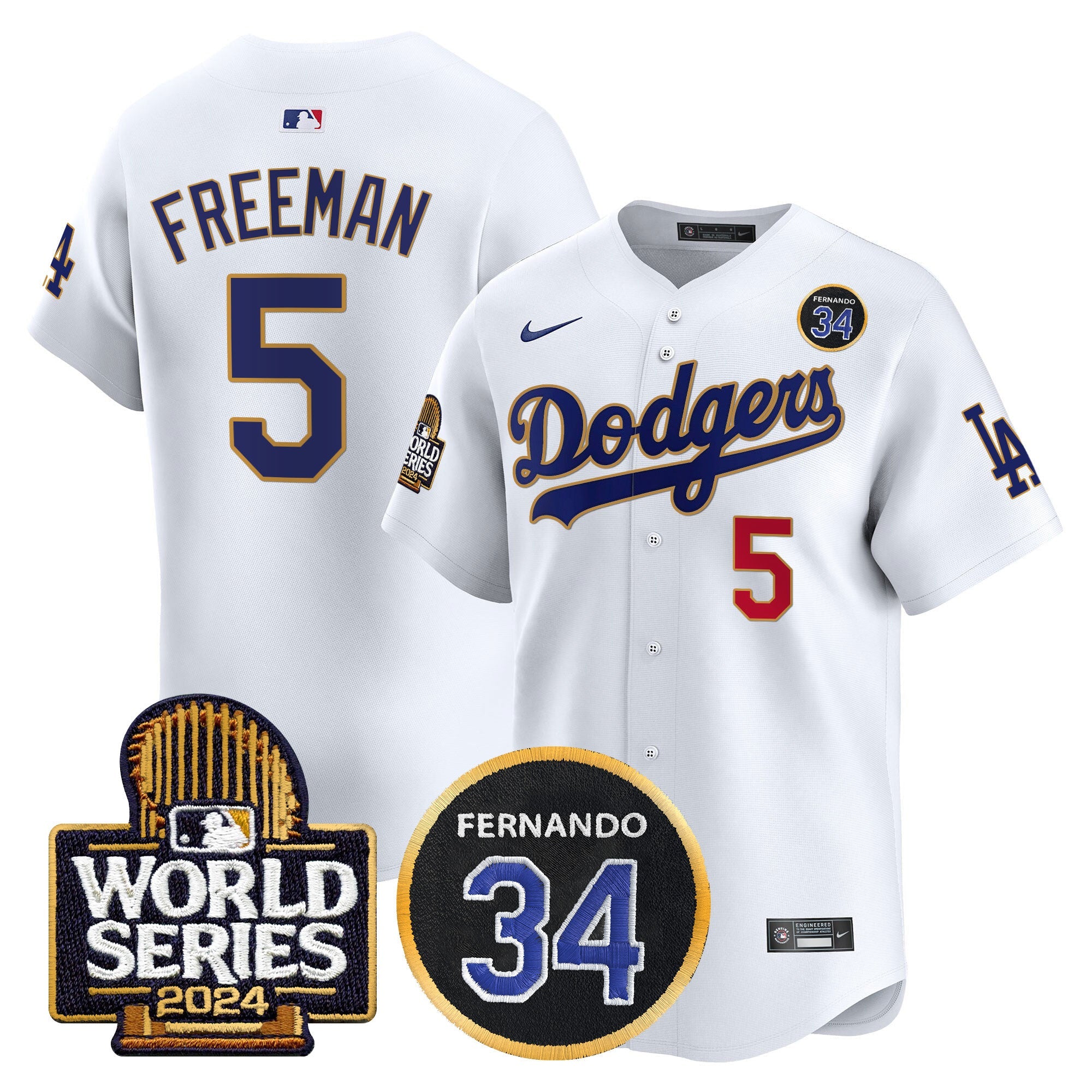 Men’s Fernando Valenzuela Memorial & 2024 World Series Patch Vapor Premier Limited Jersey