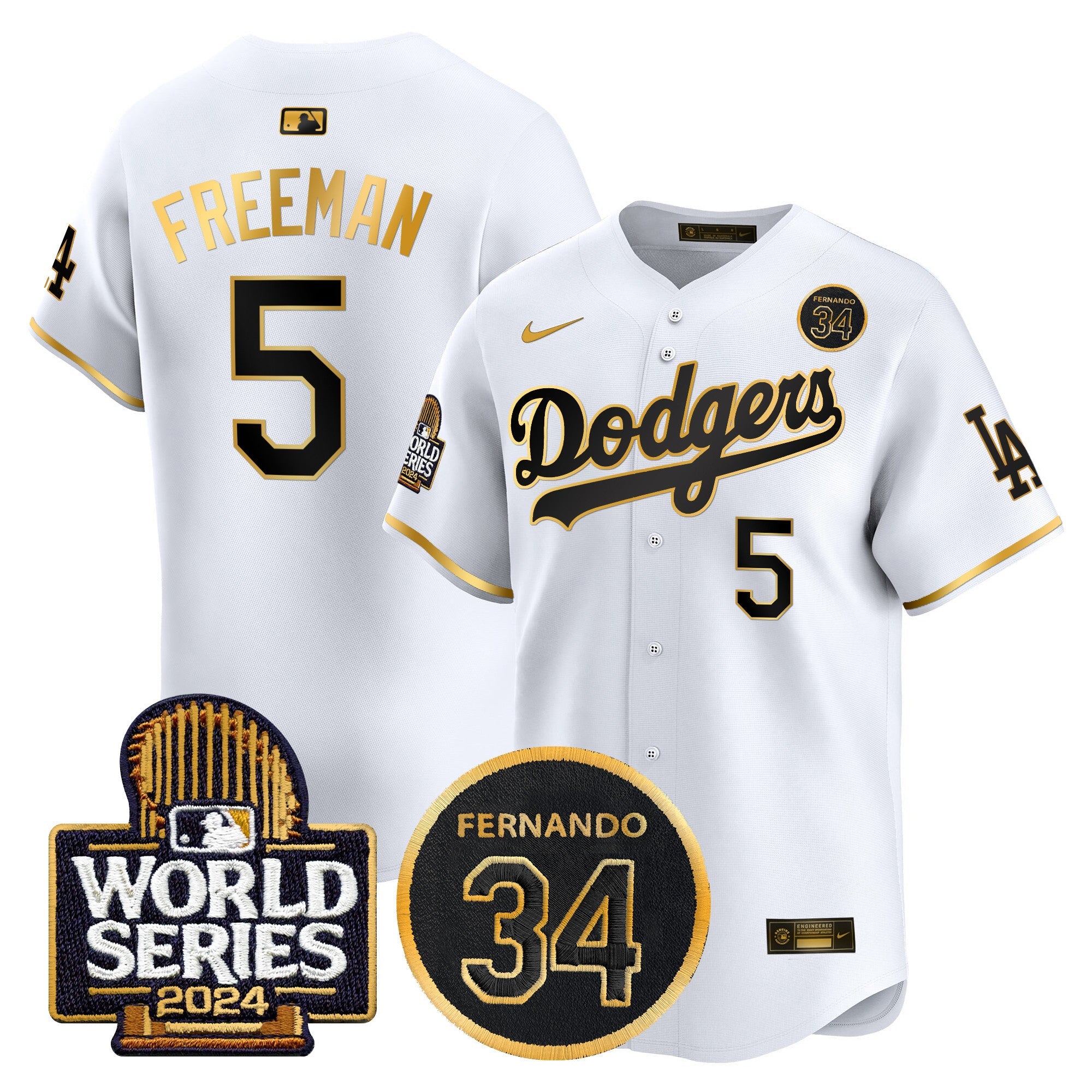 Men’s Fernando Valenzuela Memorial & 2024 World Series Patch Vapor Premier Limited Jersey