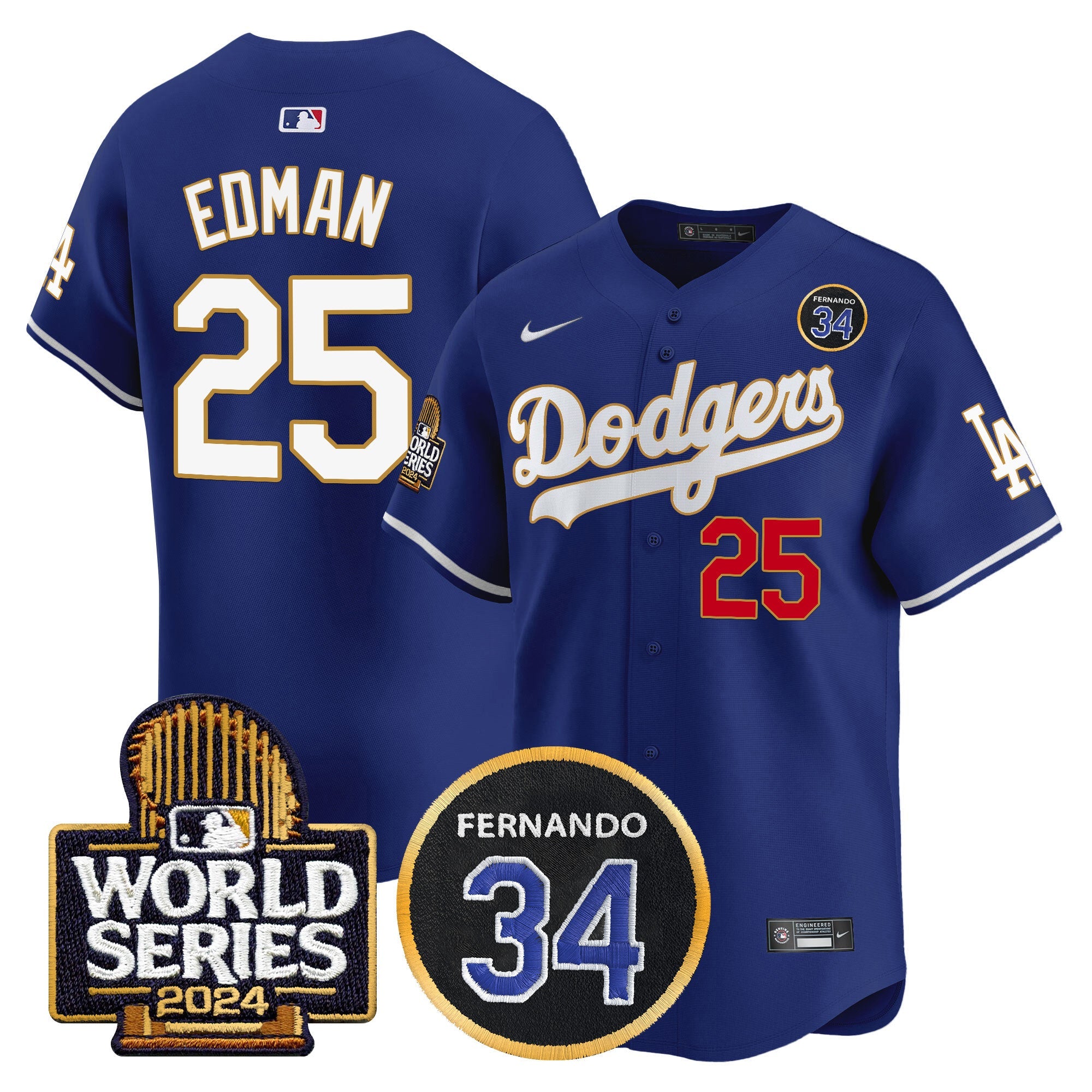 Men’s Fernando Valenzuela Memorial & 2024 World Series Patch Vapor Premier Limited Jersey
