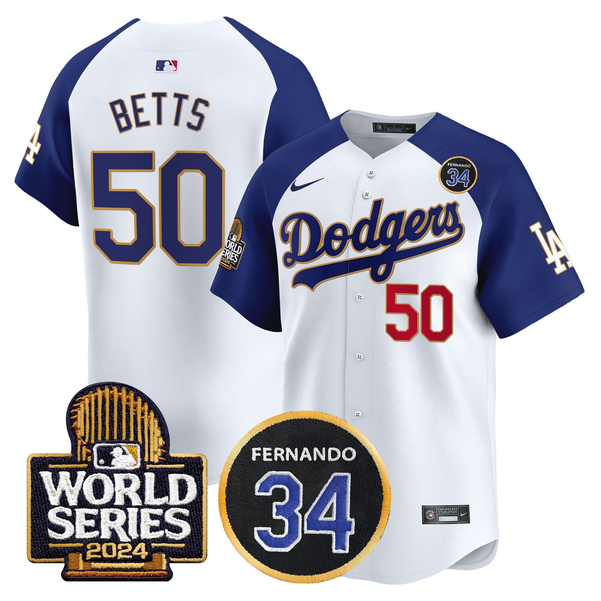 Men’s Fernando Valenzuela Memorial & 2024 World Series Patch Vapor Premier Limited Jersey