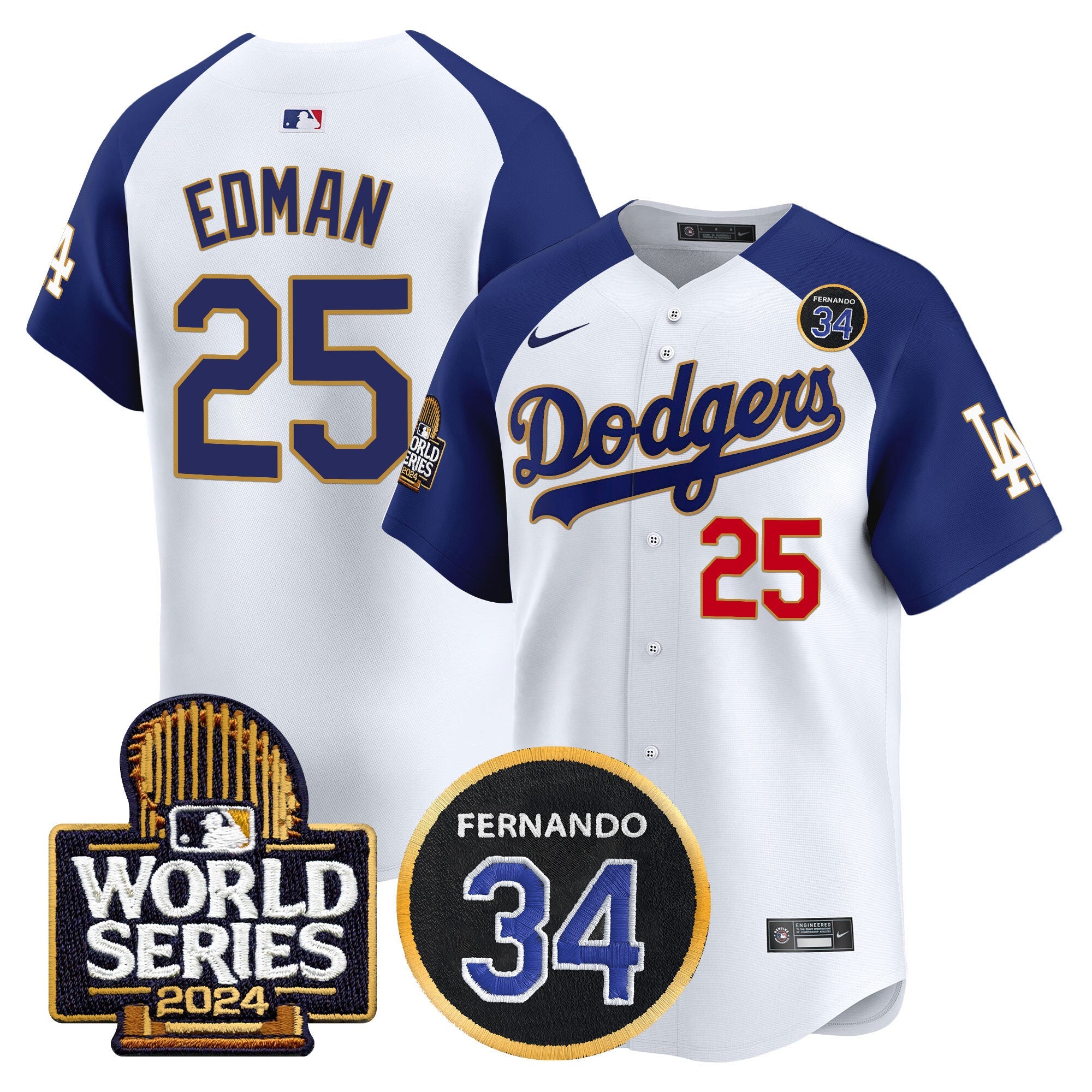 Men’s Fernando Valenzuela Memorial & 2024 World Series Patch Vapor Premier Limited Jersey