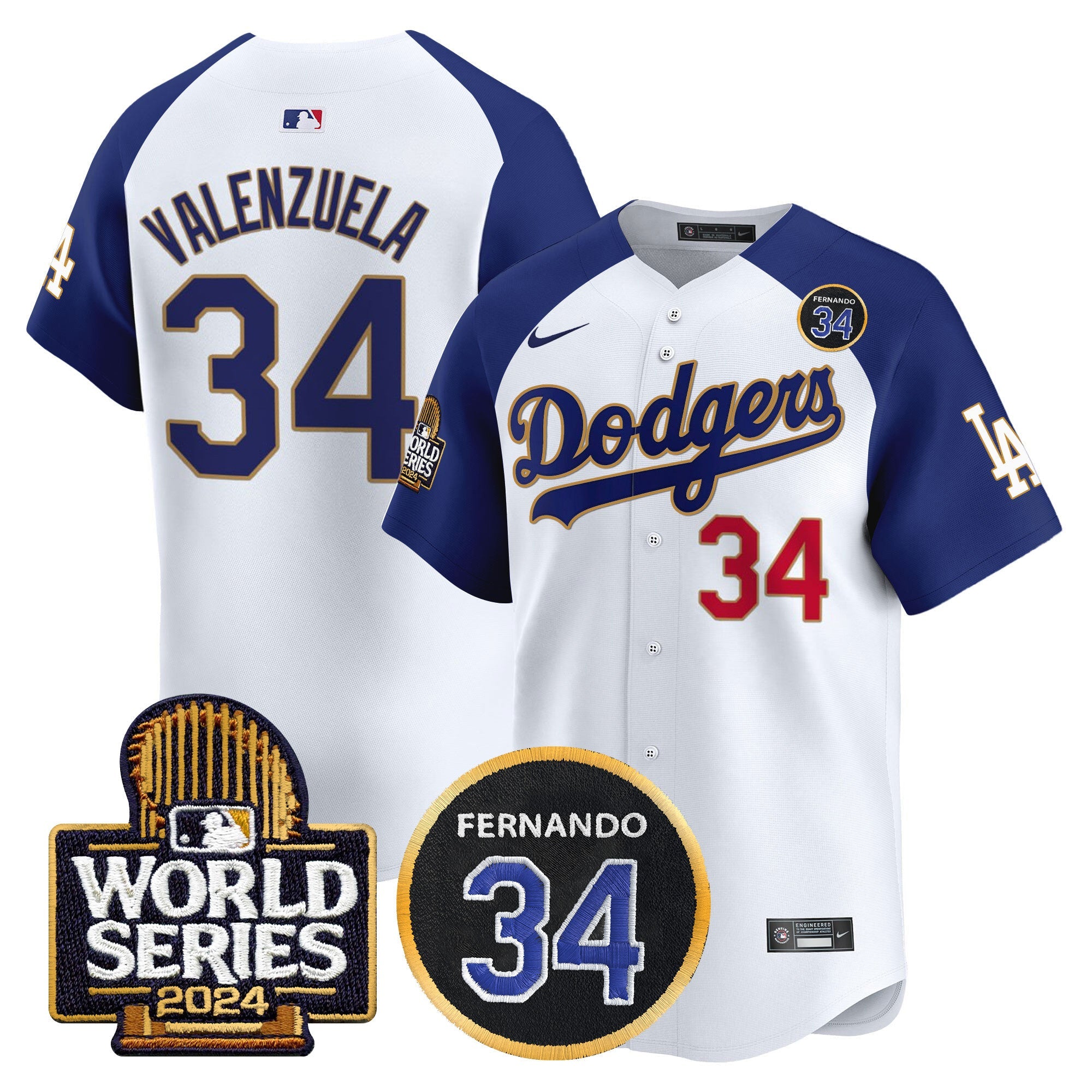 Men’s Fernando Valenzuela Memorial & 2024 World Series Patch Vapor Premier Limited Jersey