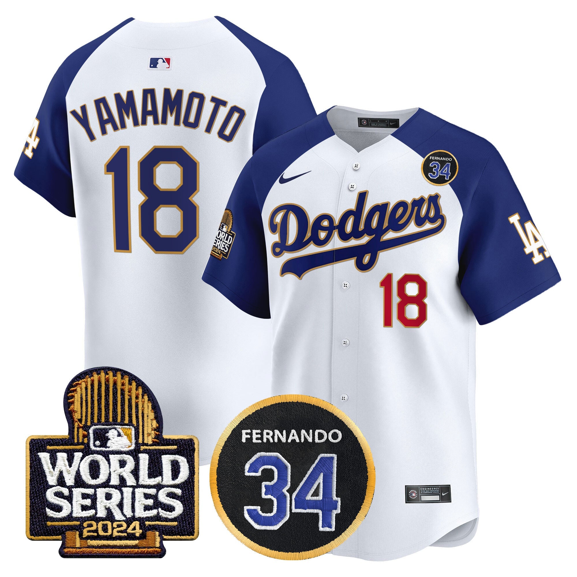 Men’s Fernando Valenzuela Memorial & 2024 World Series Patch Vapor Premier Limited Jersey