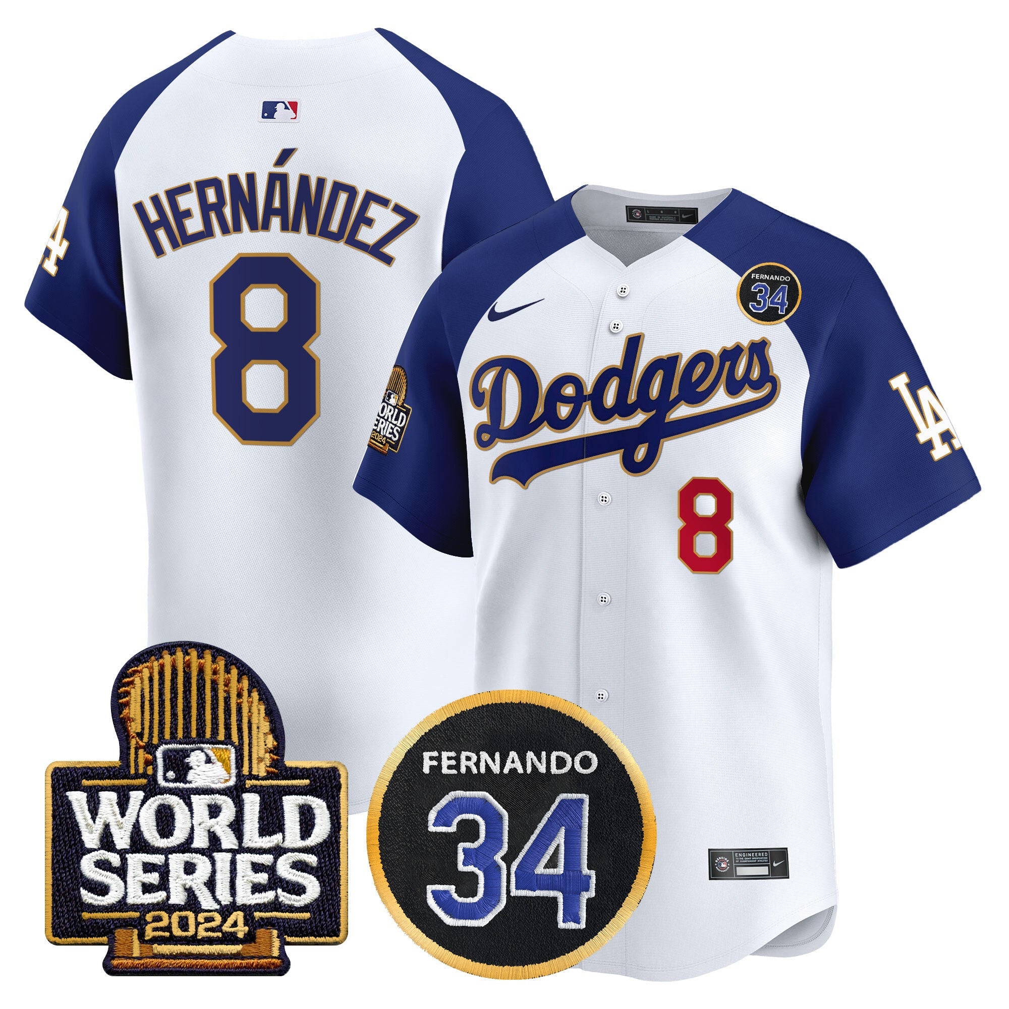 Men’s Fernando Valenzuela Memorial & 2024 World Series Patch Vapor Premier Limited Jersey