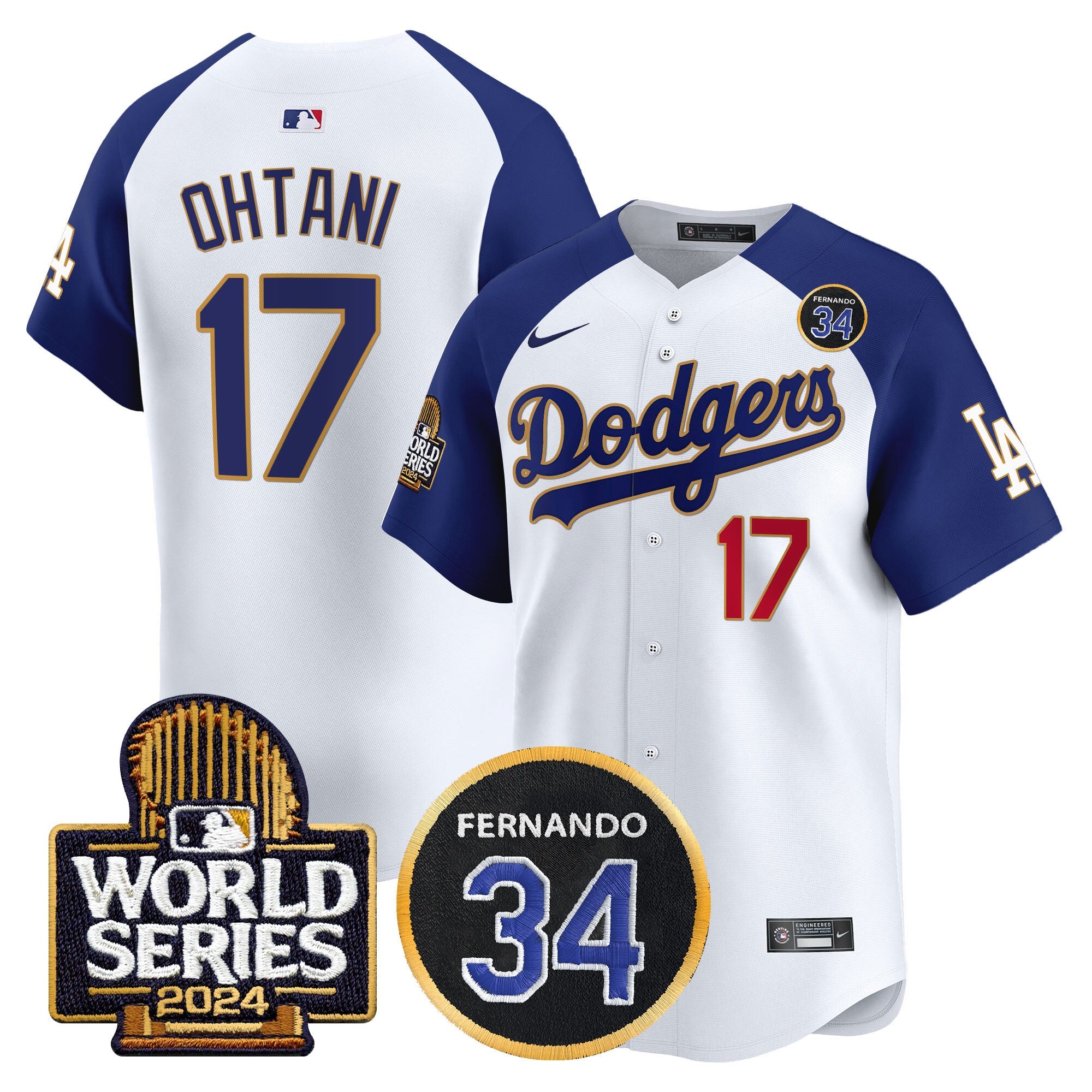 Men’s Fernando Valenzuela Memorial & 2024 World Series Patch Vapor Premier Limited Jersey