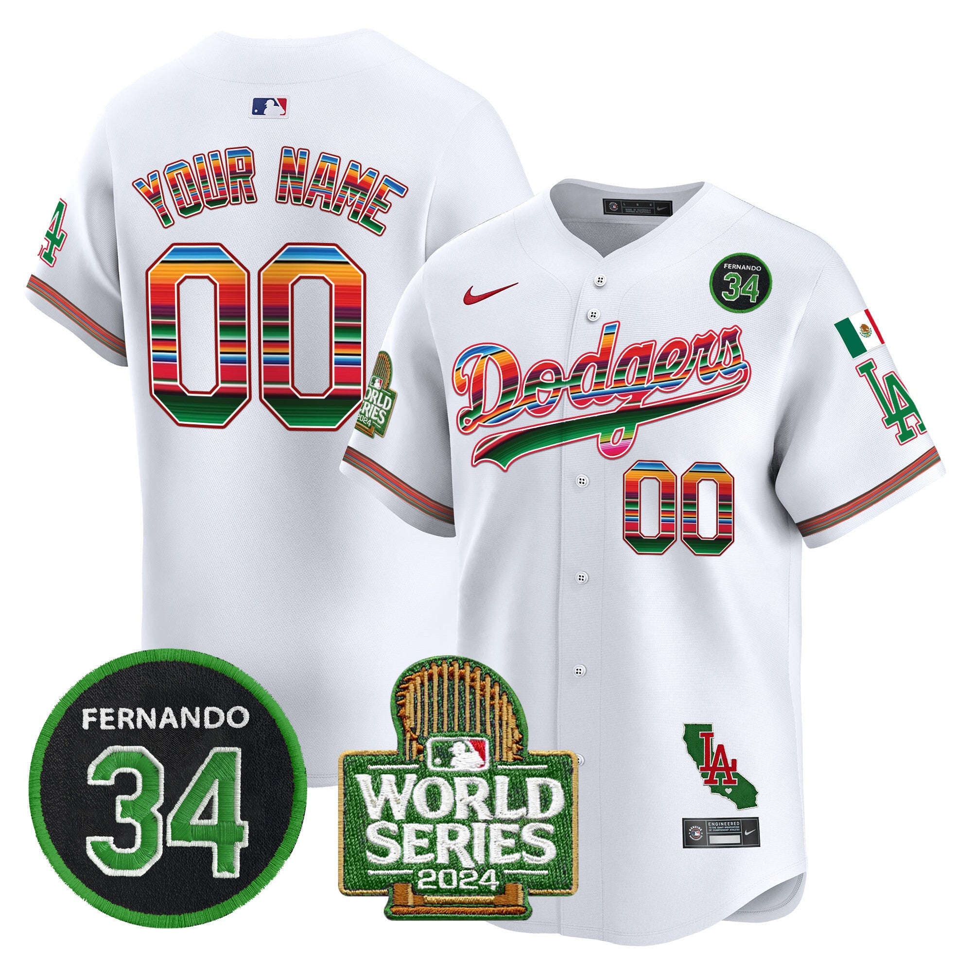 Mexico Fernando Memorial & 2024 World Series Patch Vapor Premier Limited Custom Jersey