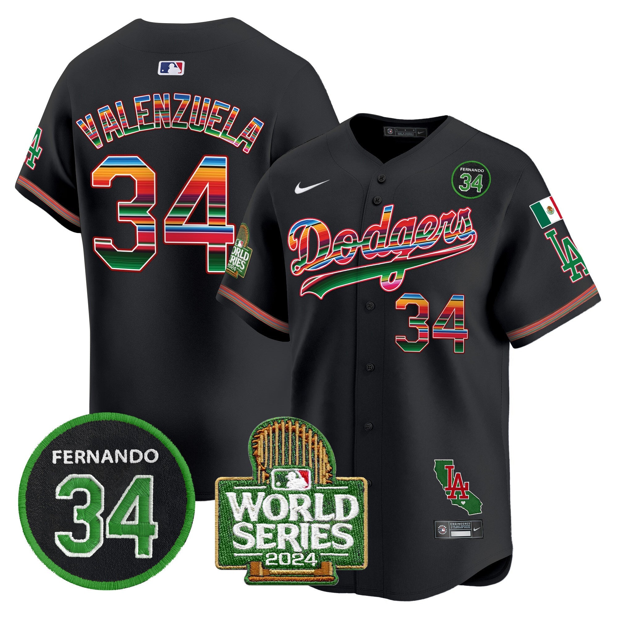 Men’s Mexico Fernando Memorial & 2024 World Series Patch Vapor Premier Limited Jersey