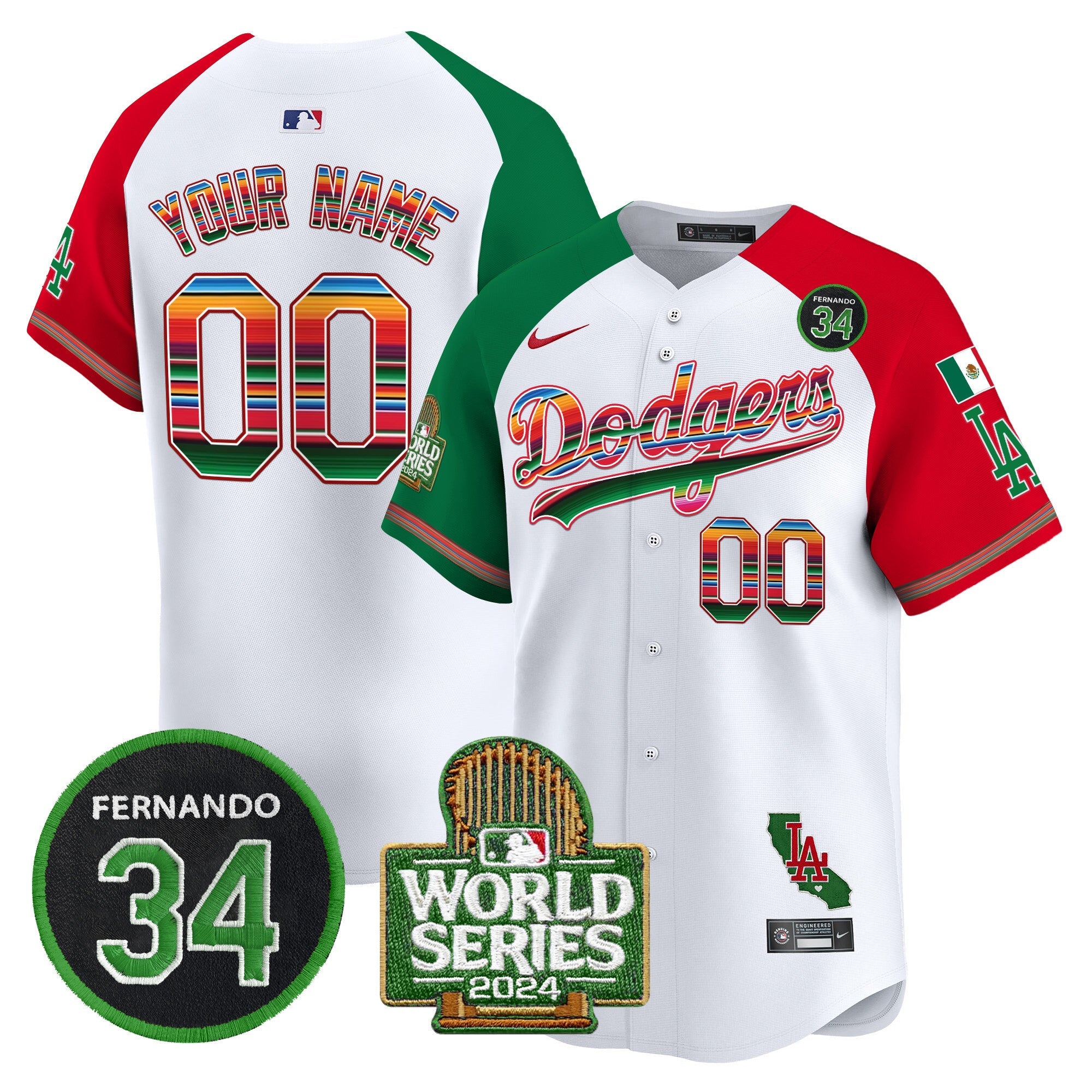 Mexico Fernando Memorial & 2024 World Series Patch Vapor Premier Limited Custom Jersey