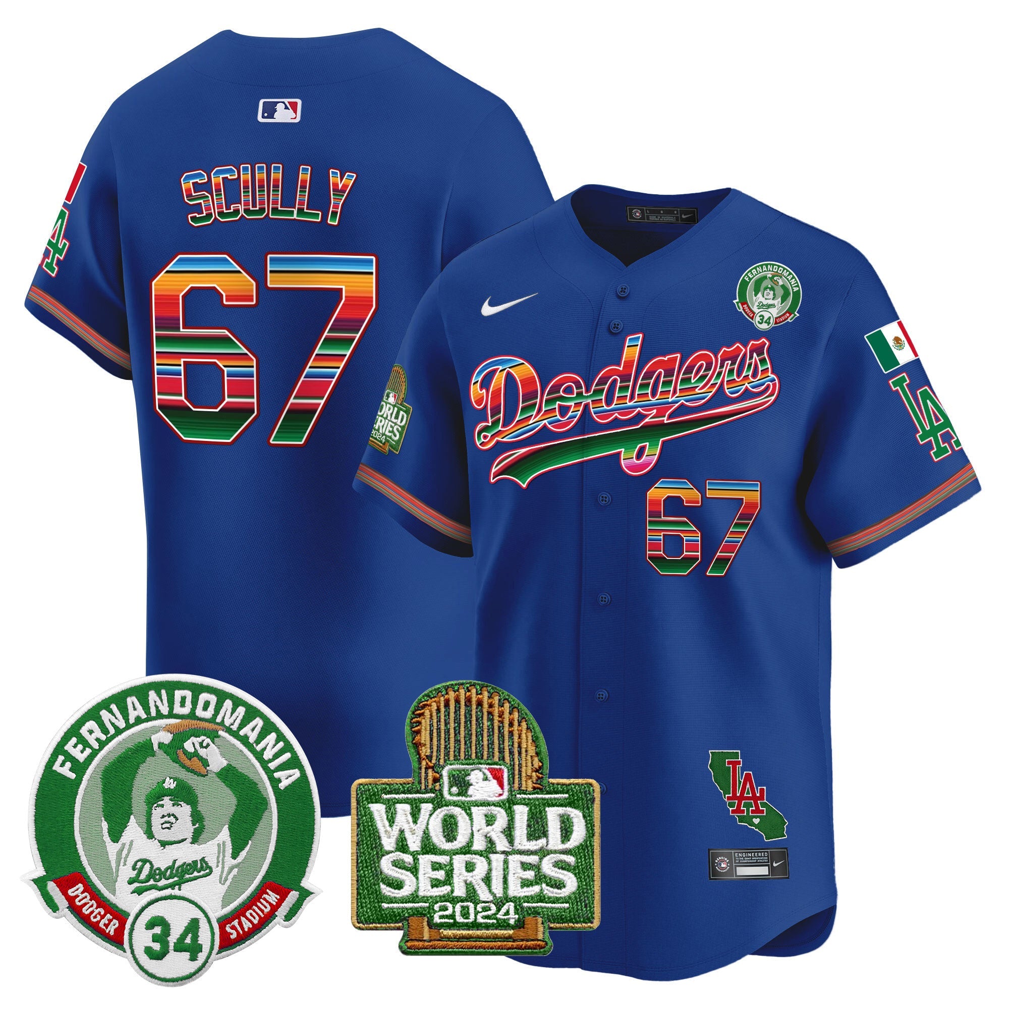 Men’s Mexico Fernando Valenzuela & 2024 World Series Patch Vapor Premier Limited Jersey