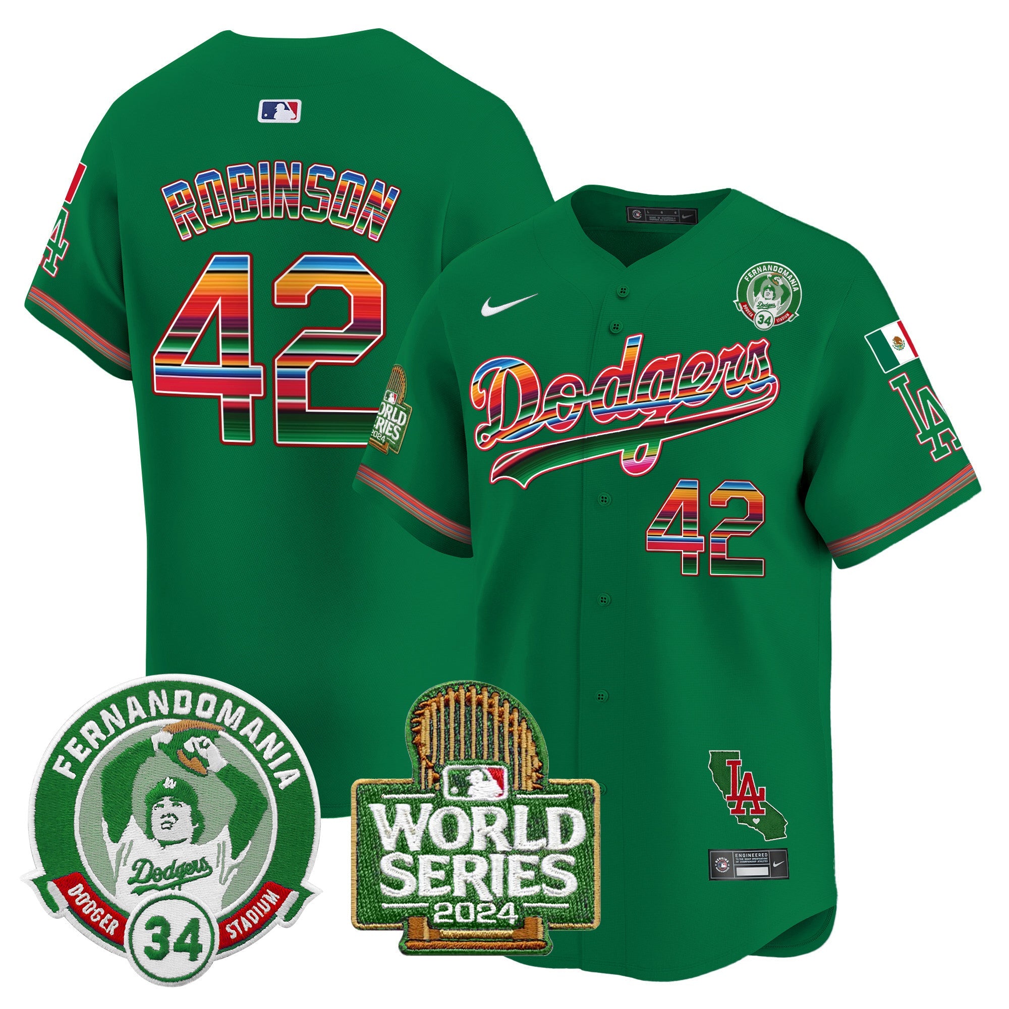 Men’s Mexico Fernando Valenzuela & 2024 World Series Patch Vapor Premier Limited Jersey