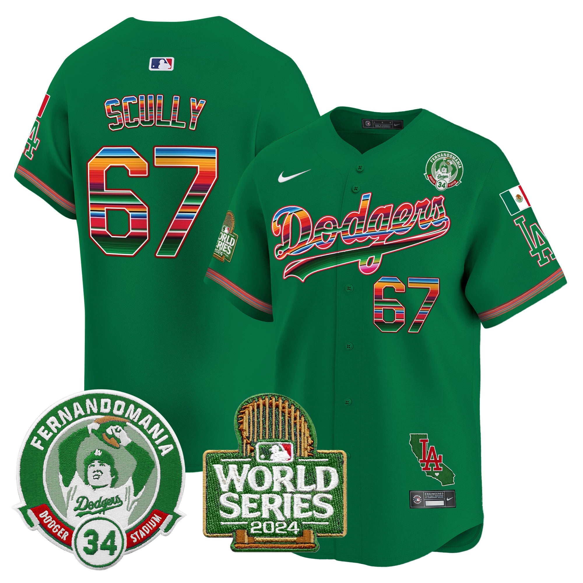 Men’s Mexico Fernando Valenzuela & 2024 World Series Patch Vapor Premier Limited Jersey