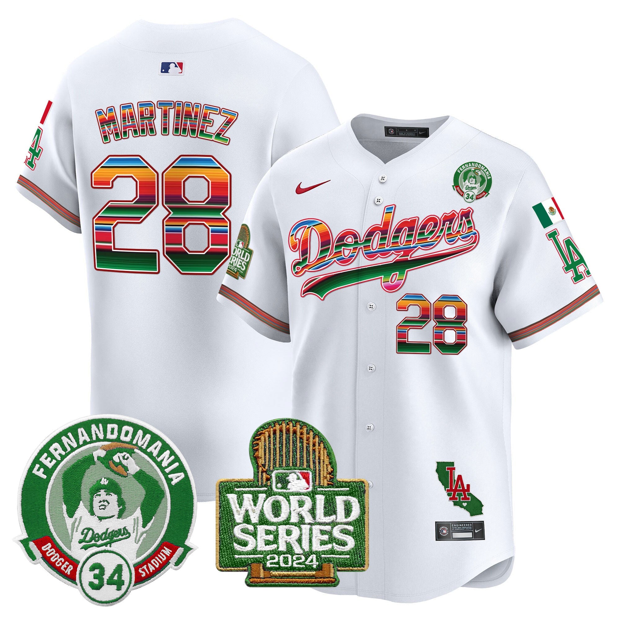 Men’s Mexico Fernando Valenzuela & 2024 World Series Patch Vapor Premier Limited Jersey