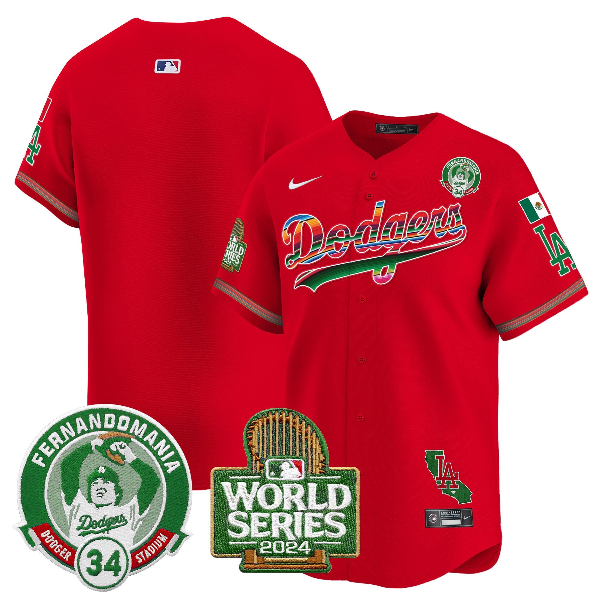 Men’s Mexico Fernando Valenzuela & 2024 World Series Patch Vapor Premier Limited Jersey