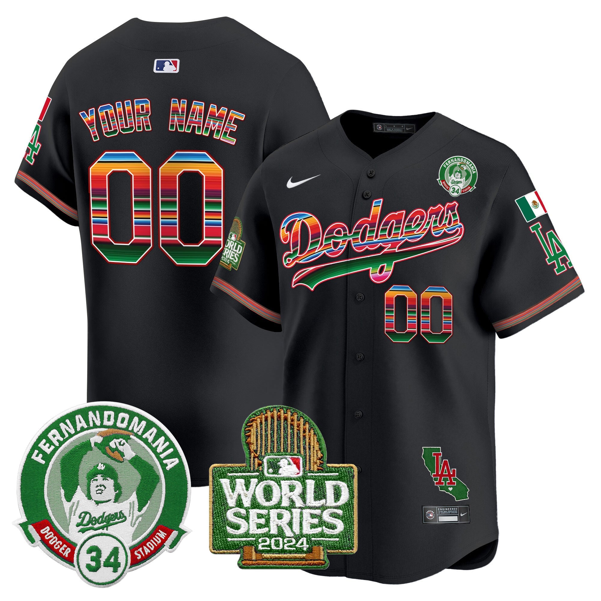 Mexico Fernando Valenzuela & 2024 World Series Patch Vapor Premier Limited Custom Jersey