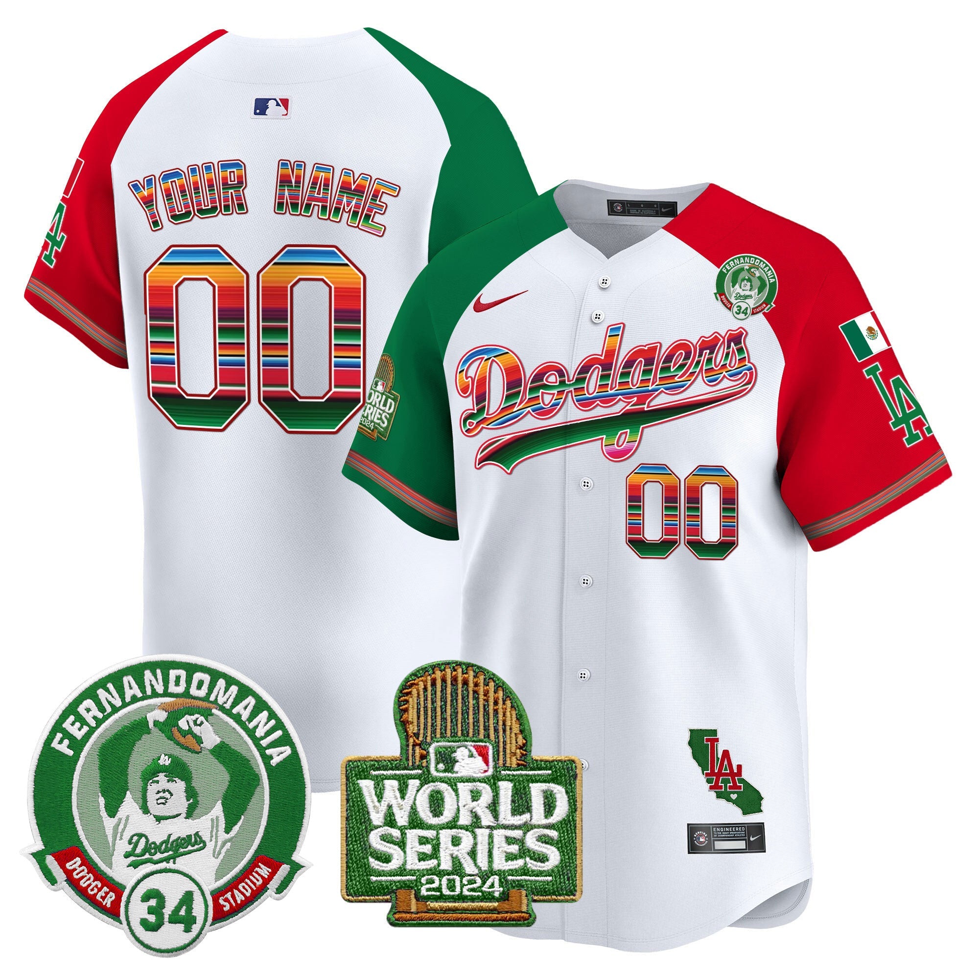 Mexico Fernando Valenzuela & 2024 World Series Patch Vapor Premier Limited Custom Jersey