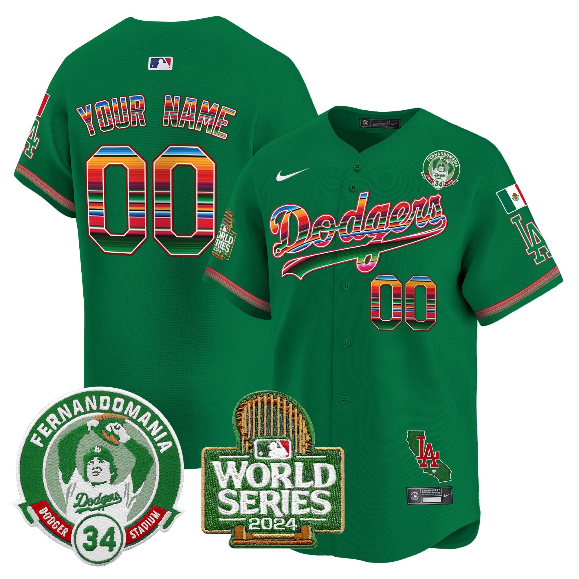 Mexico Fernando Valenzuela & 2024 World Series Patch Vapor Premier Limited Custom Jersey