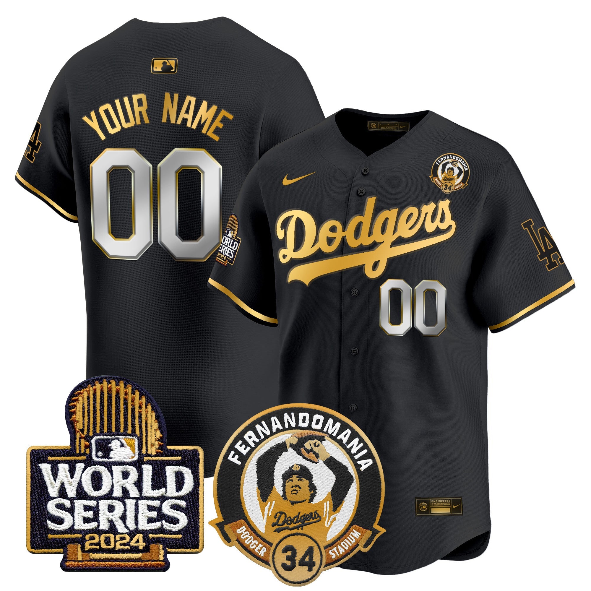 Fernando Valenzuela & 2024 World Series Patch Vapor Premier Limited Custom Jersey
