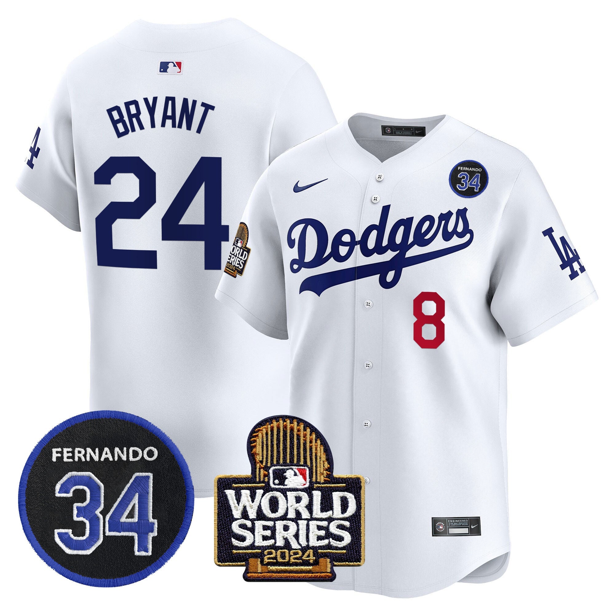 Men’s Fernando Valenzuela & 2024 World Series Patch Vapor Premier Limited Jersey V2