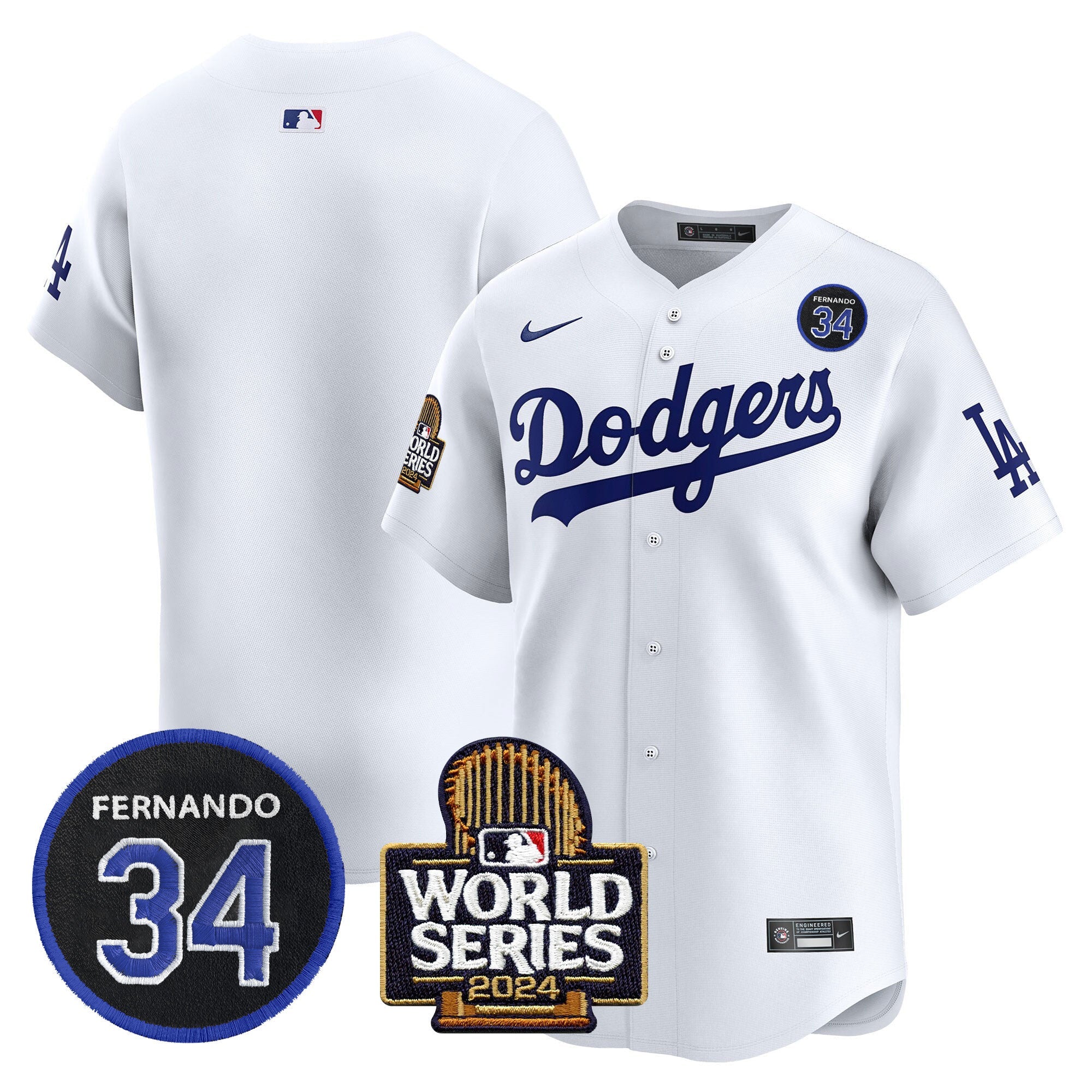 Men’s Fernando Valenzuela & 2024 World Series Patch Vapor Premier Limited Jersey V2