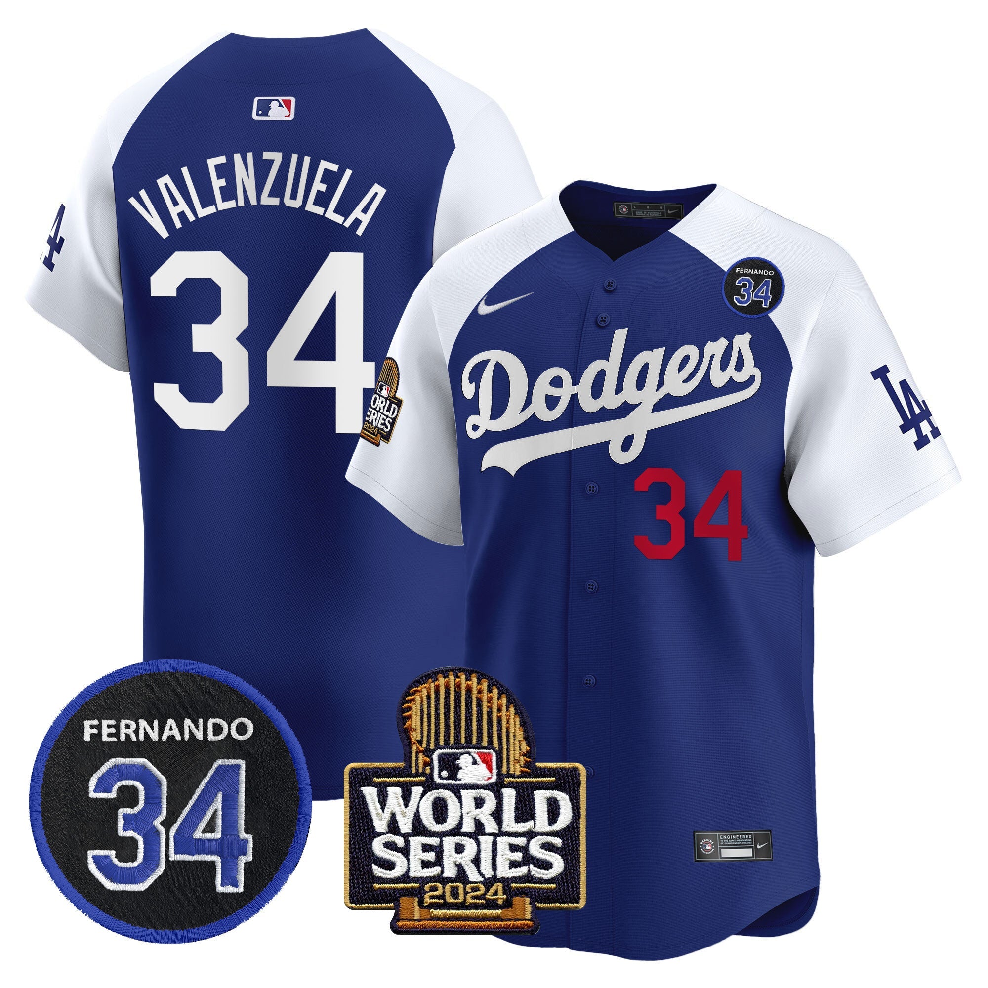 Men’s Fernando Valenzuela & 2024 World Series Patch Vapor Premier Limited Jersey V2